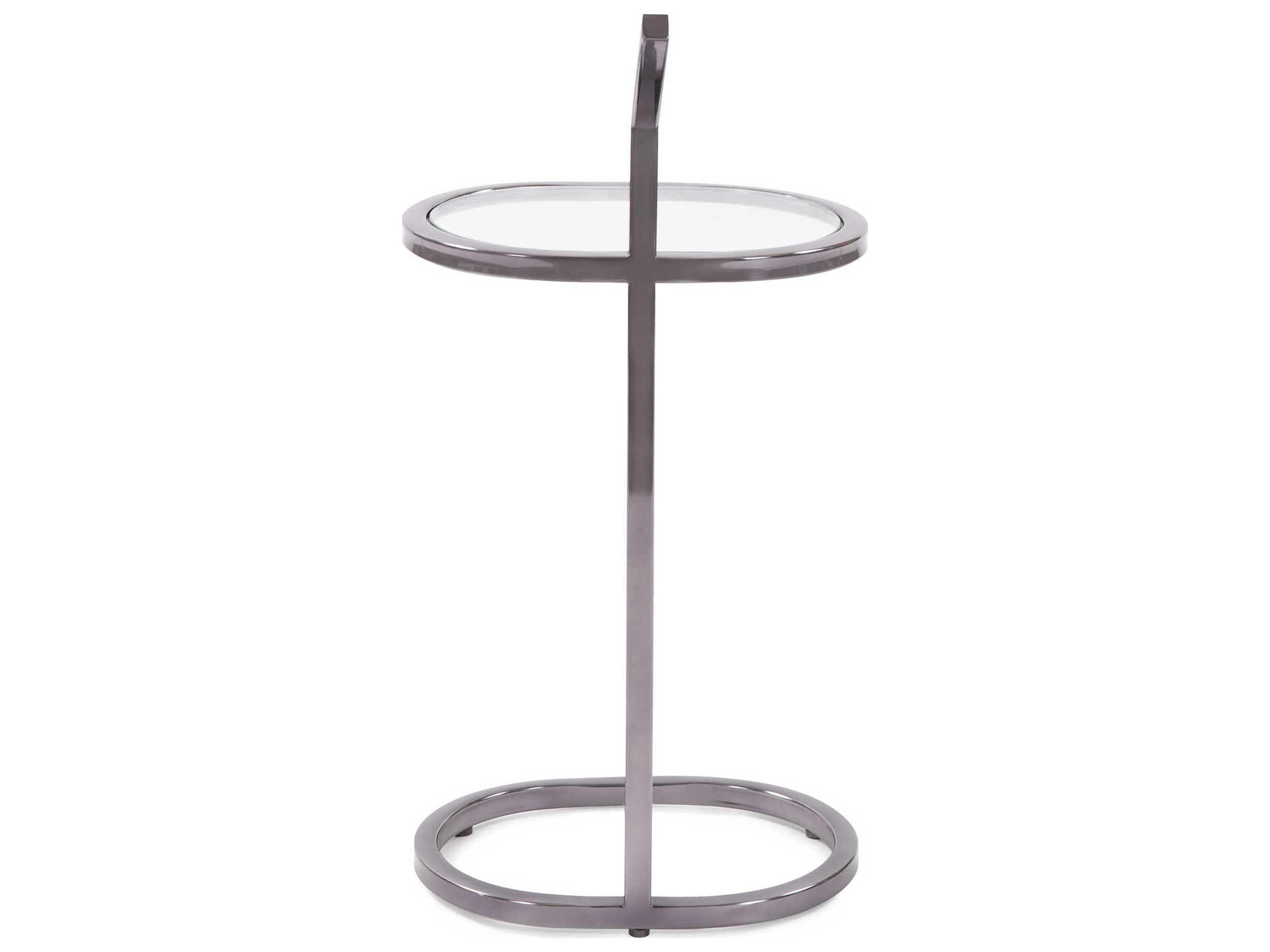 Howard Elliott Oval Glass Black Nickel End Table