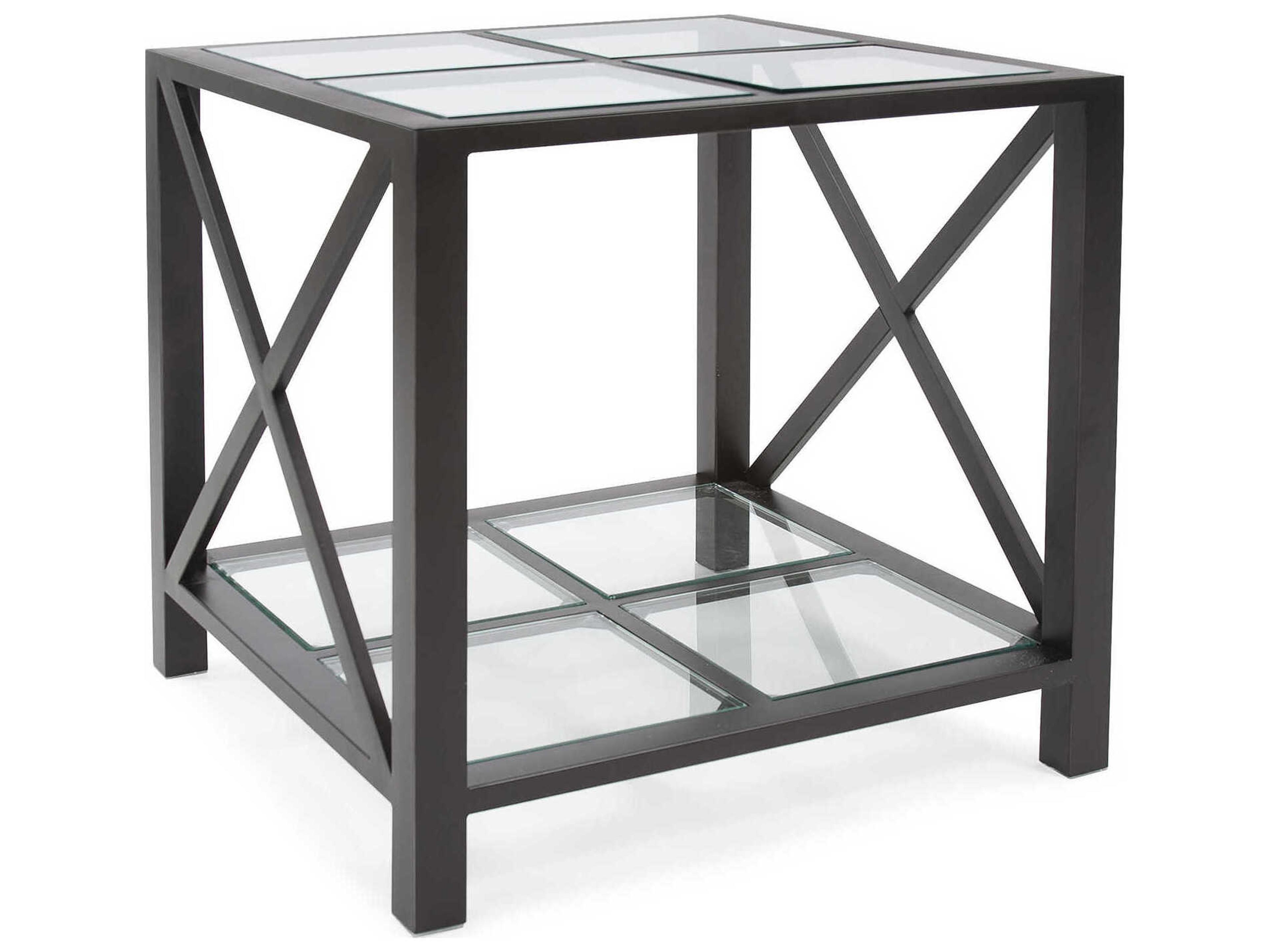 Doshi Square Glass Matte Black End Table