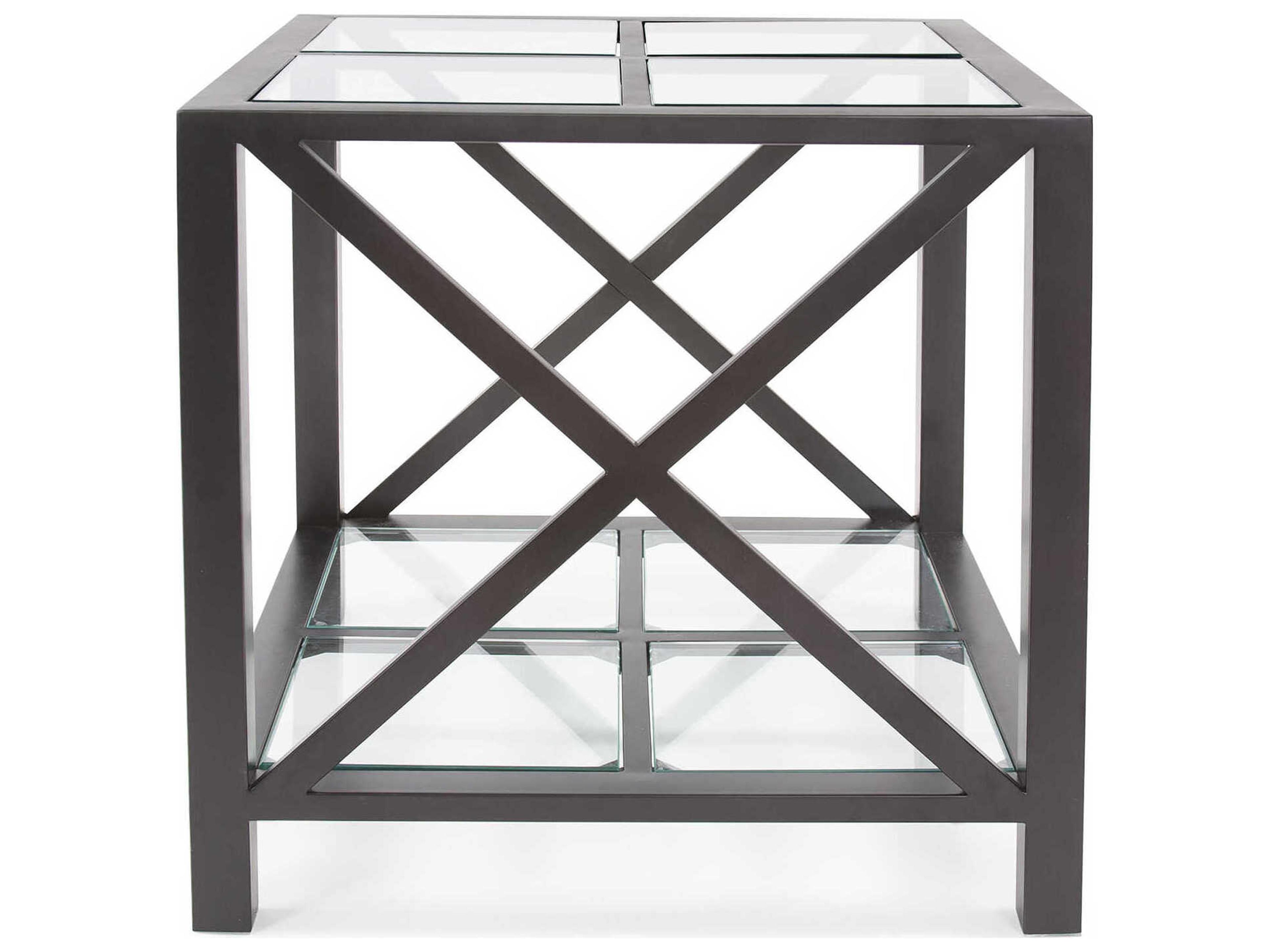 Howard Elliott Doshi Square Glass Matte Black End Table