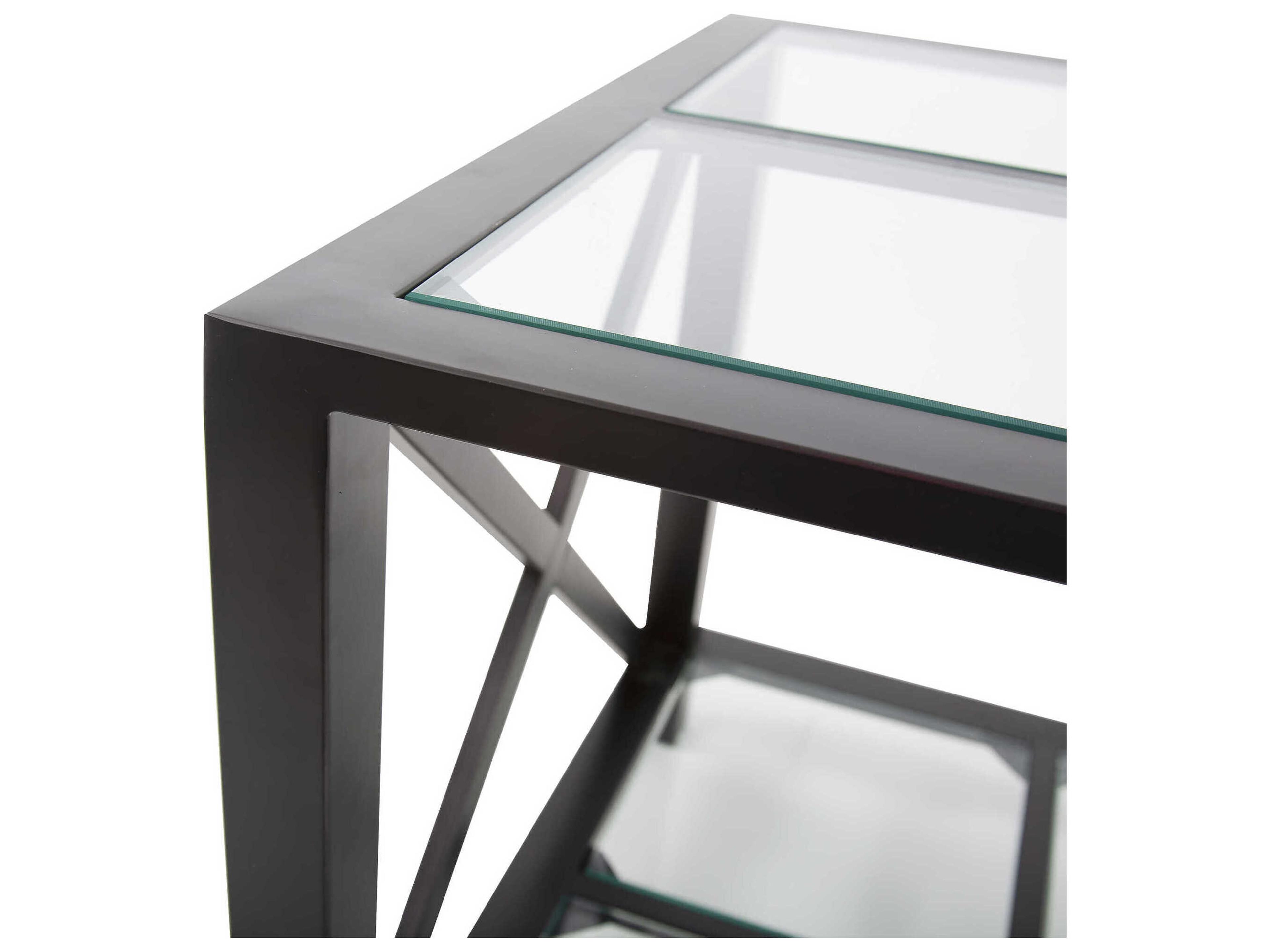 Howard Elliott Doshi Square Glass Matte Black End Table