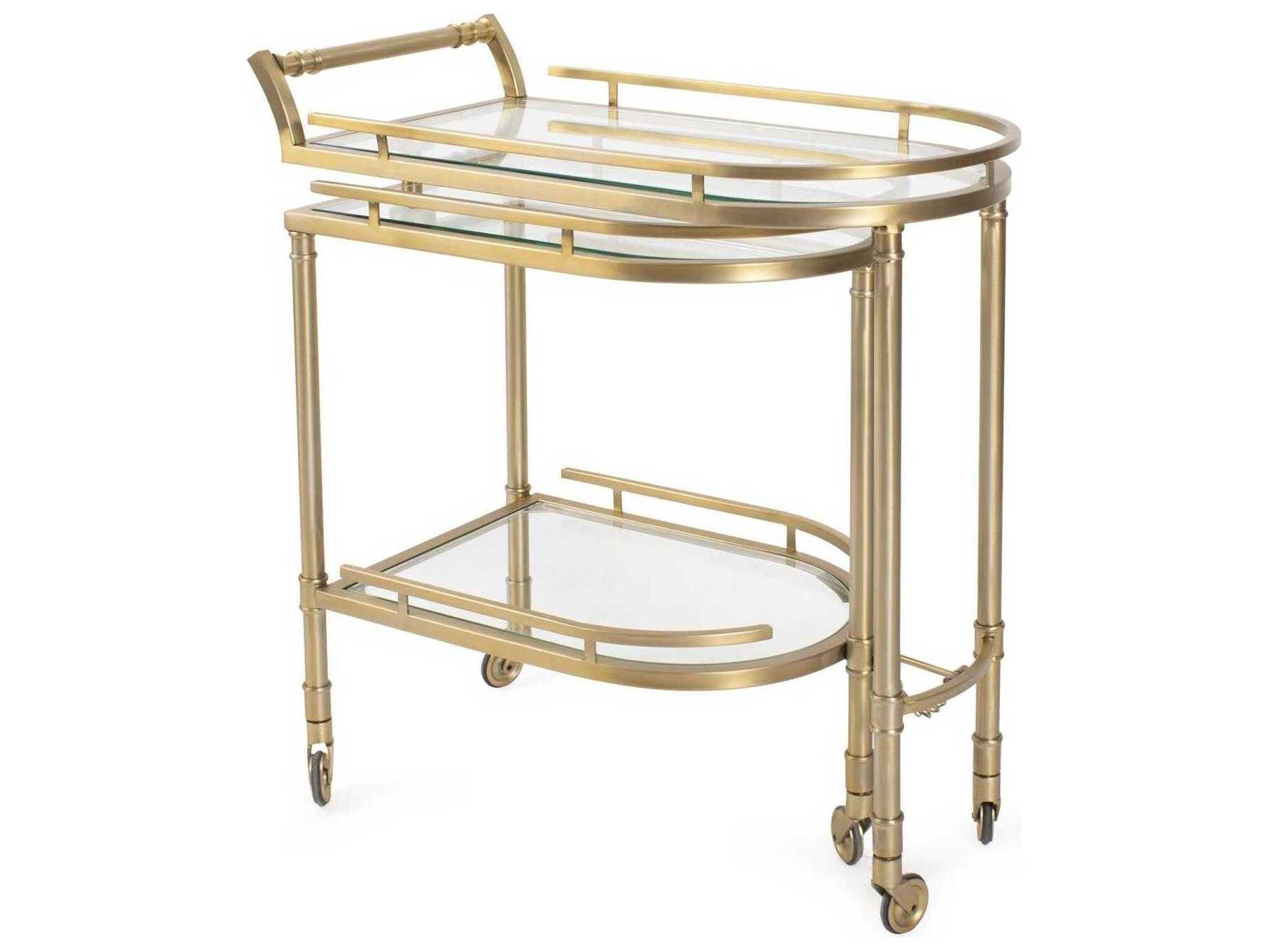 Carmelo Glass Matte Gold Bar Cart