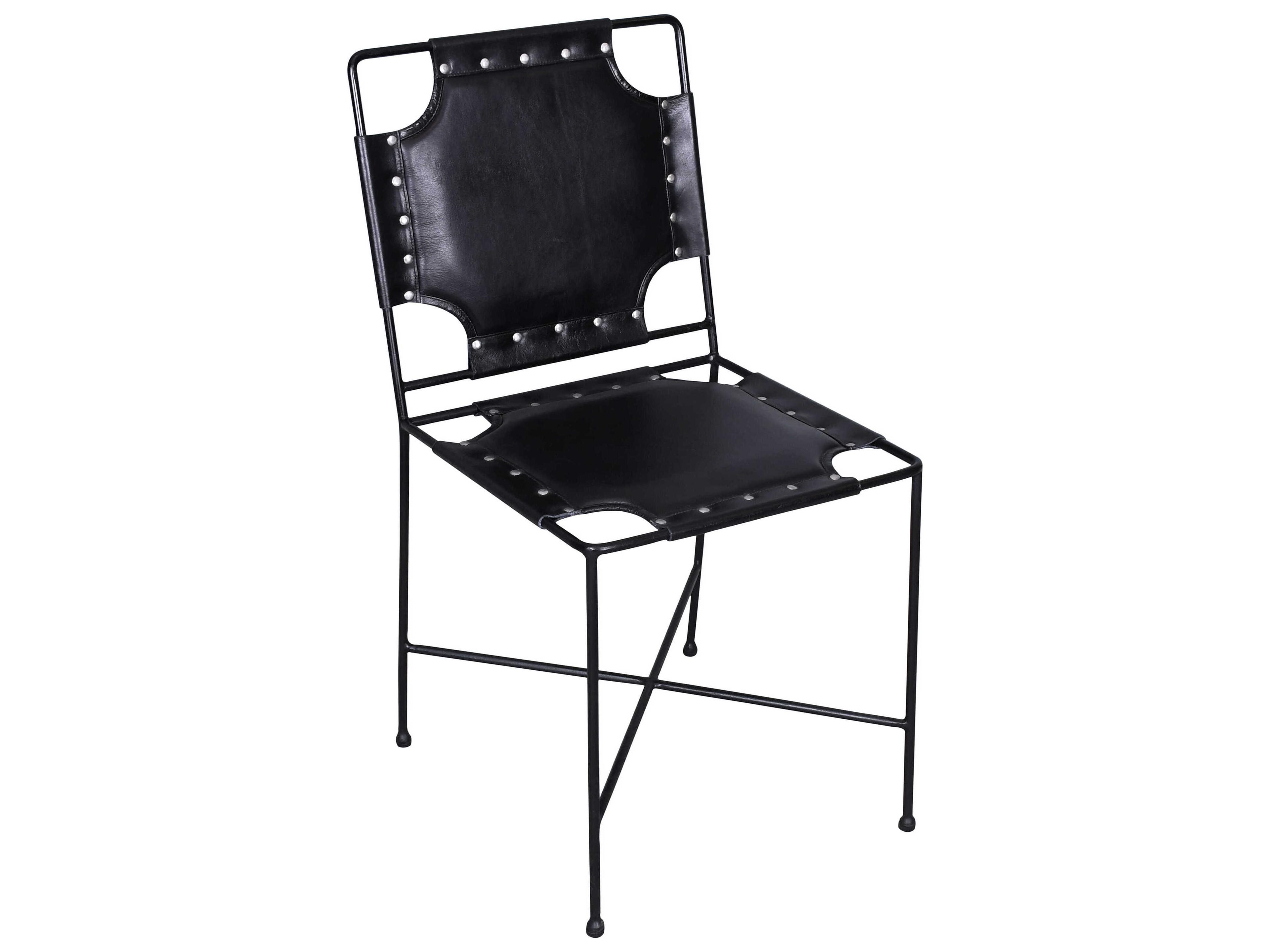 Howard Elliott Enzo Black Leather Armless Dining Chair