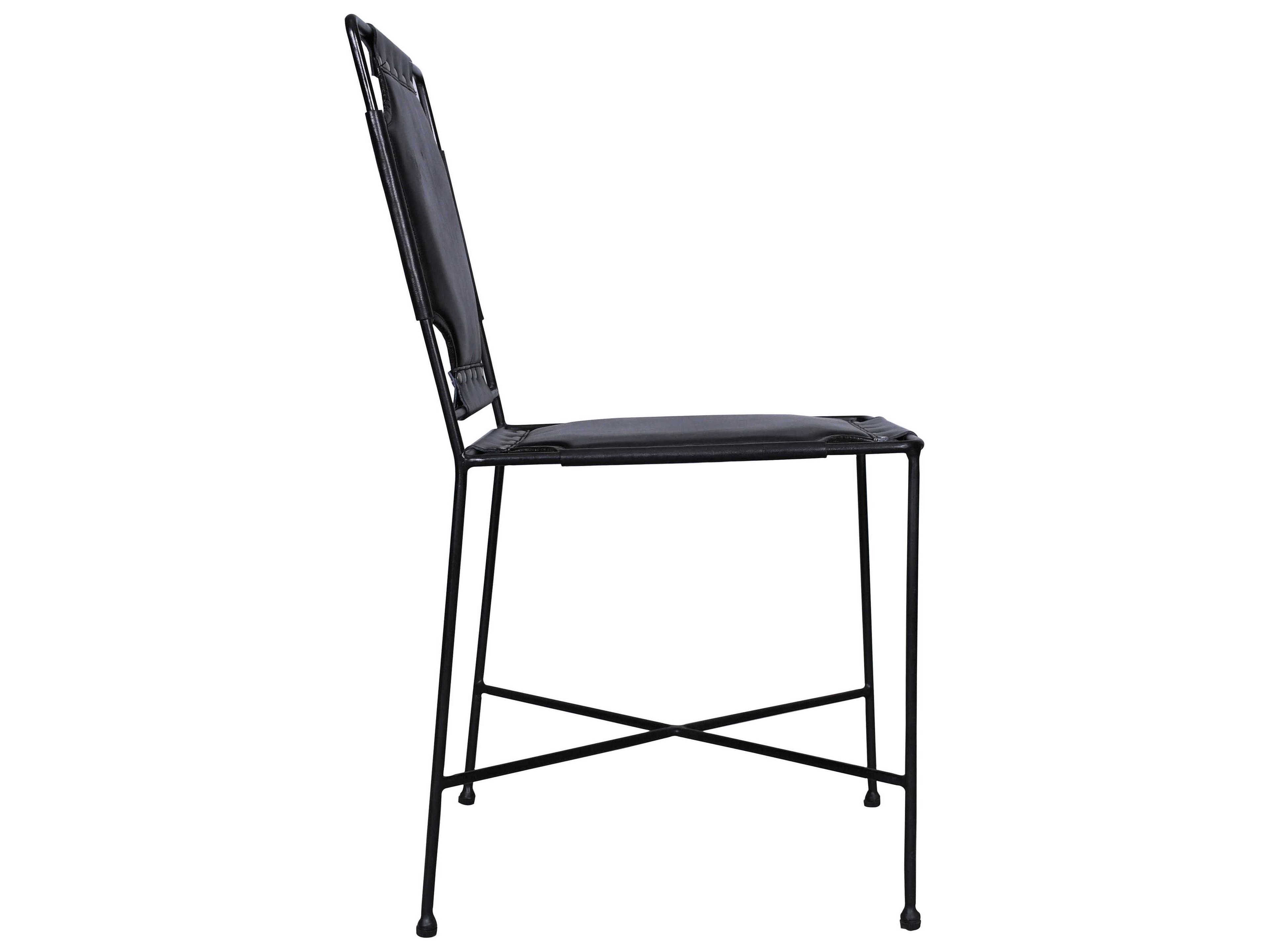 Howard Elliott Enzo Black Leather Armless Dining Chair