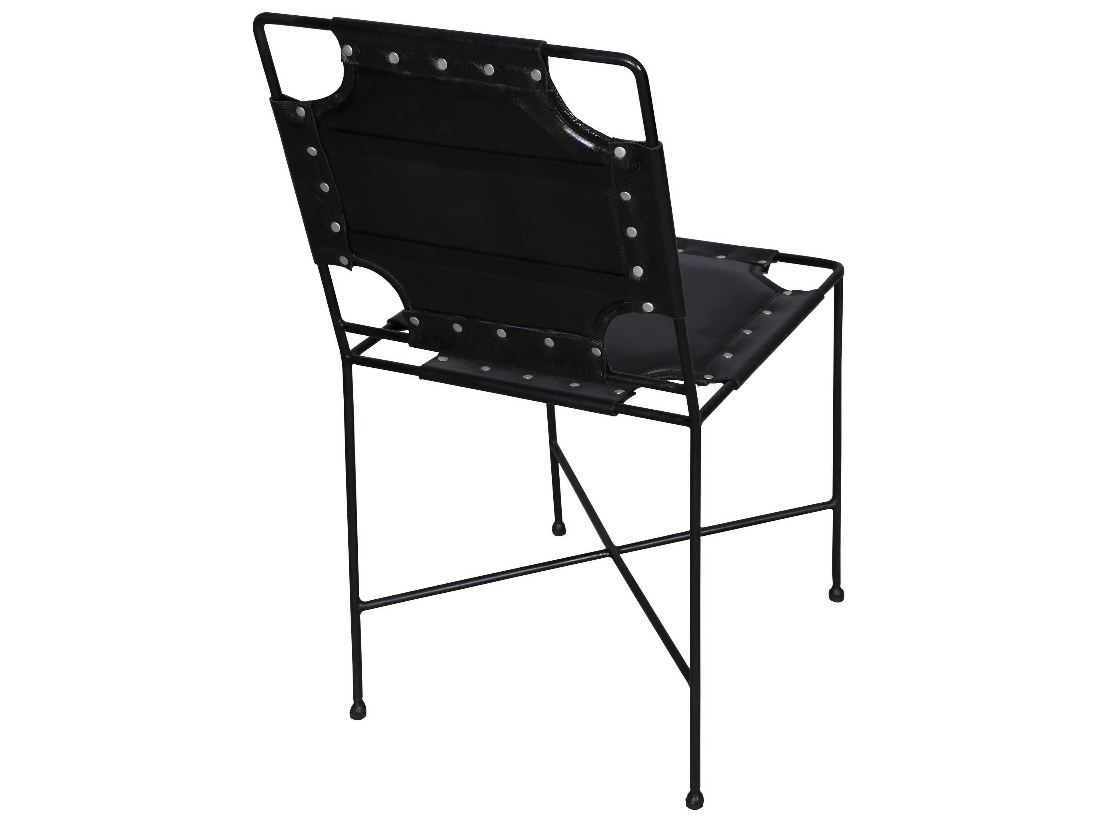 Howard Elliott Enzo Black Leather Armless Dining Chair