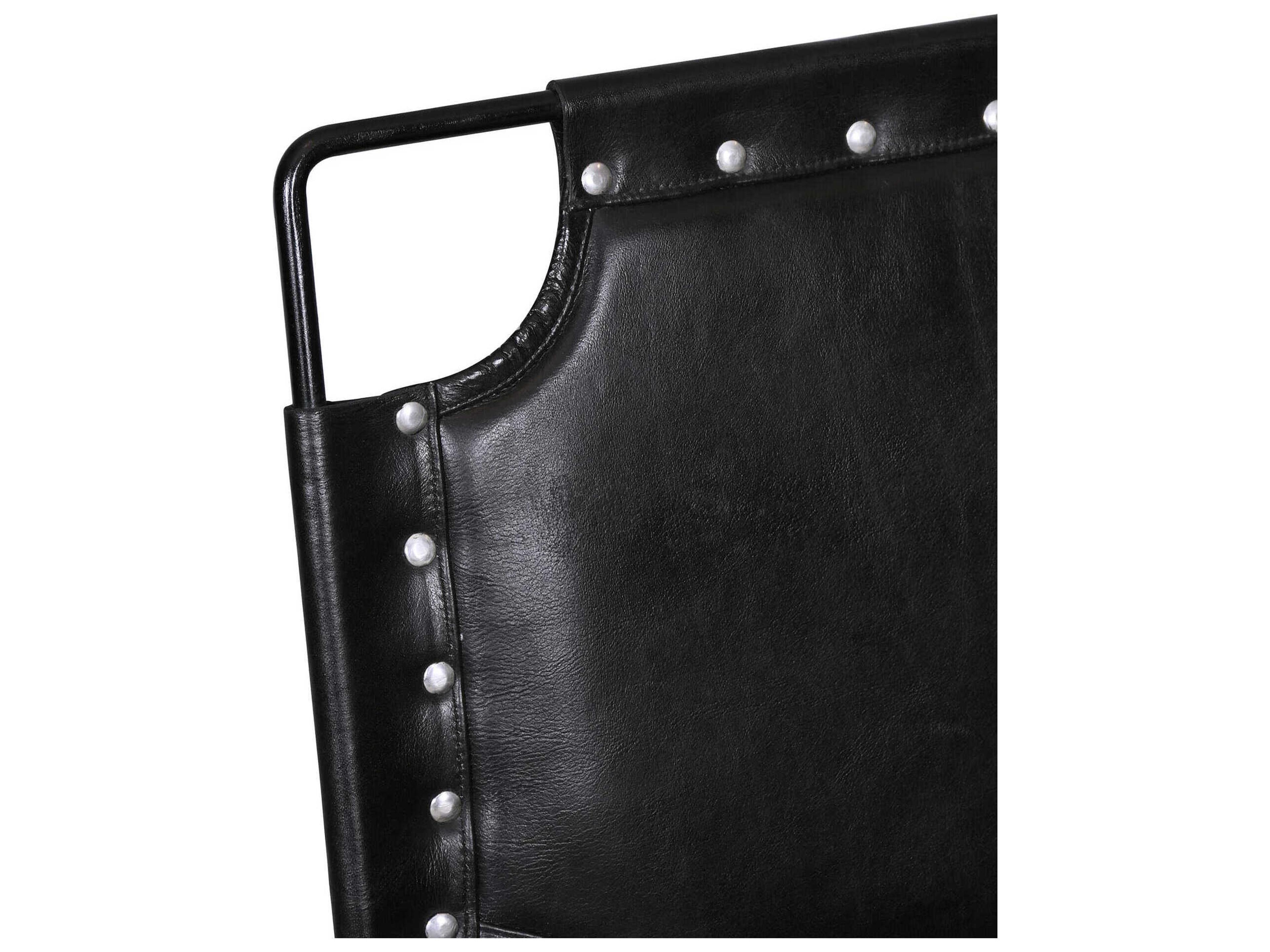 Howard Elliott Enzo Black Leather Armless Dining Chair