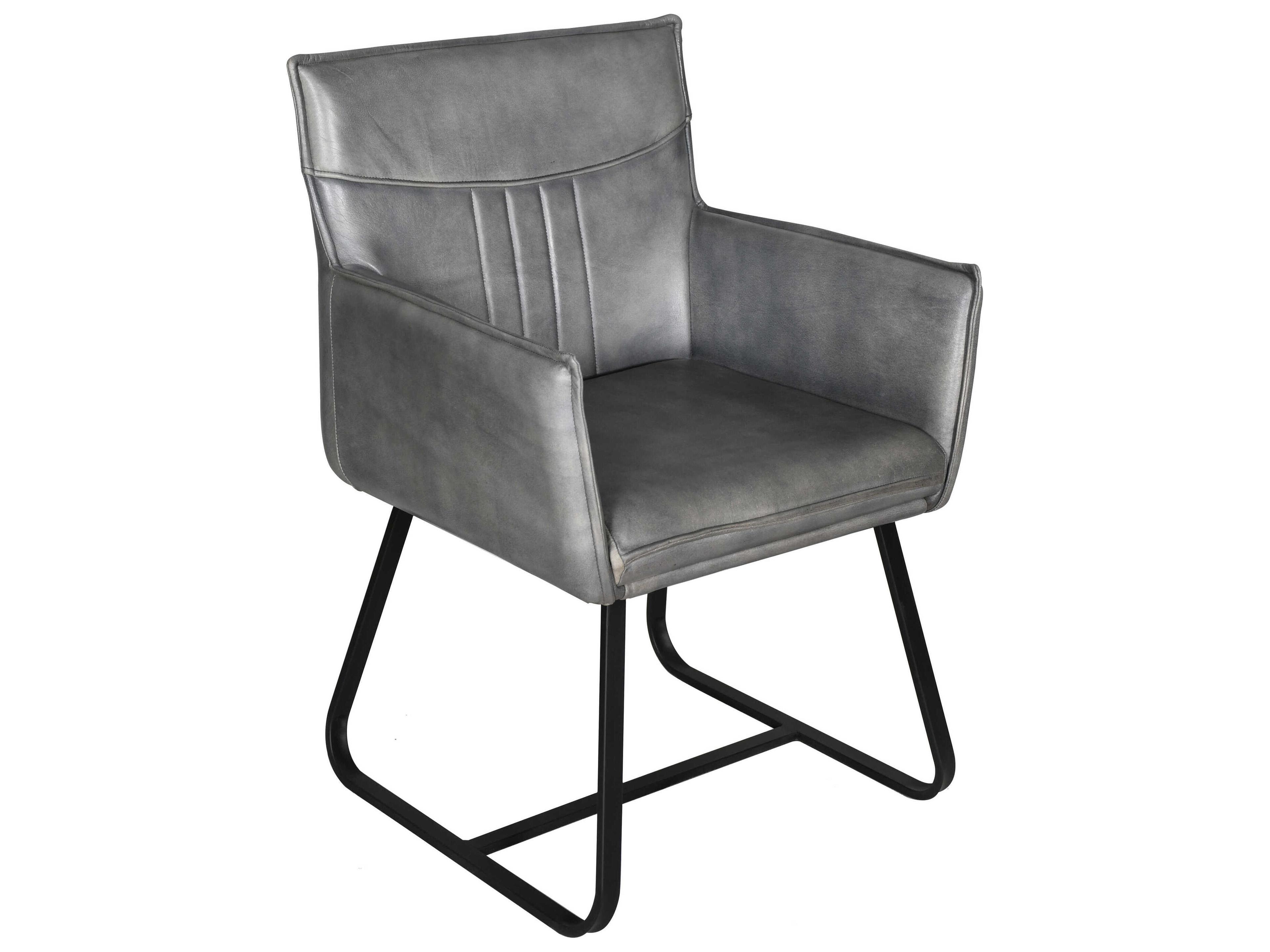Volterra Gray Leather Accent Chair