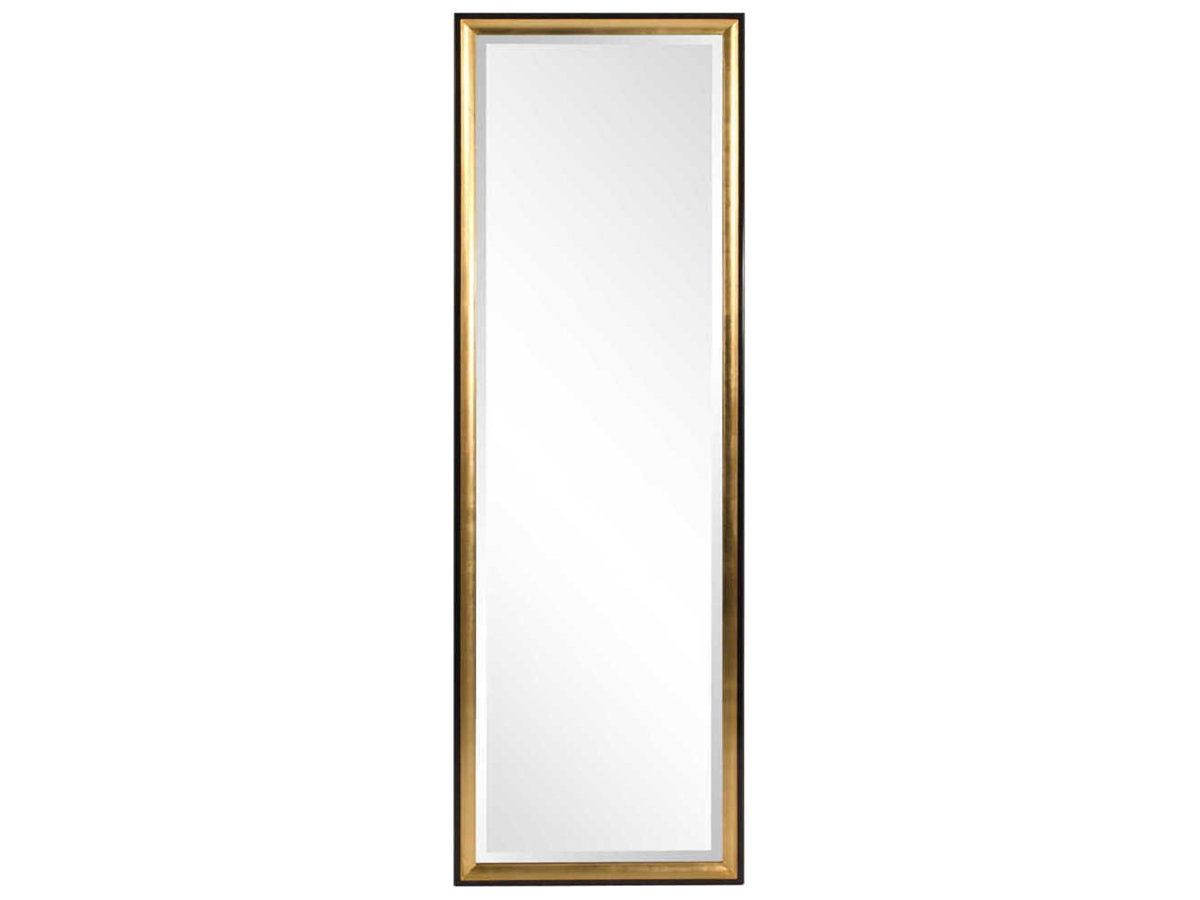 Cagney Glossy Black with Gold Rectangular Wall Mirror