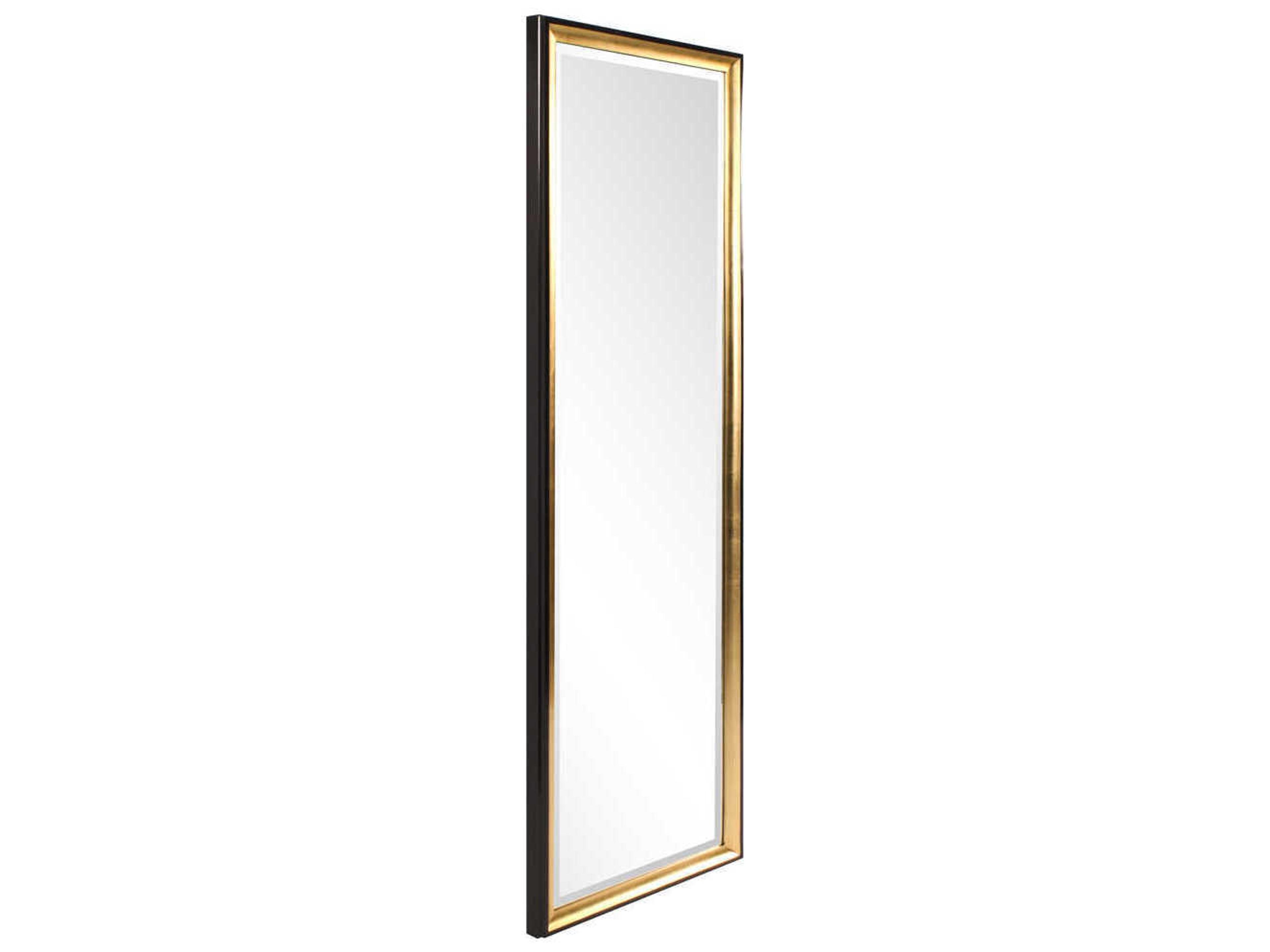 Howard Elliott Cagney Glossy Black with Gold Rectangular Wall Mirror