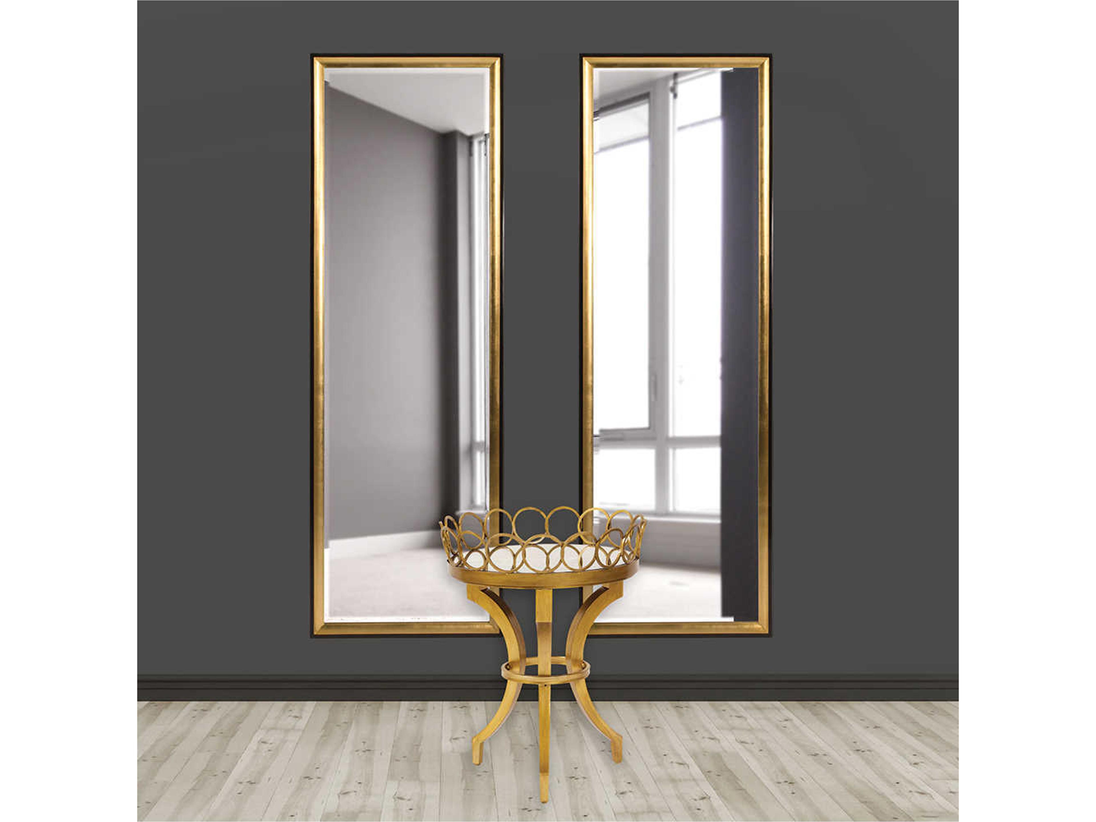Howard Elliott Cagney Glossy Black with Gold Rectangular Wall Mirror