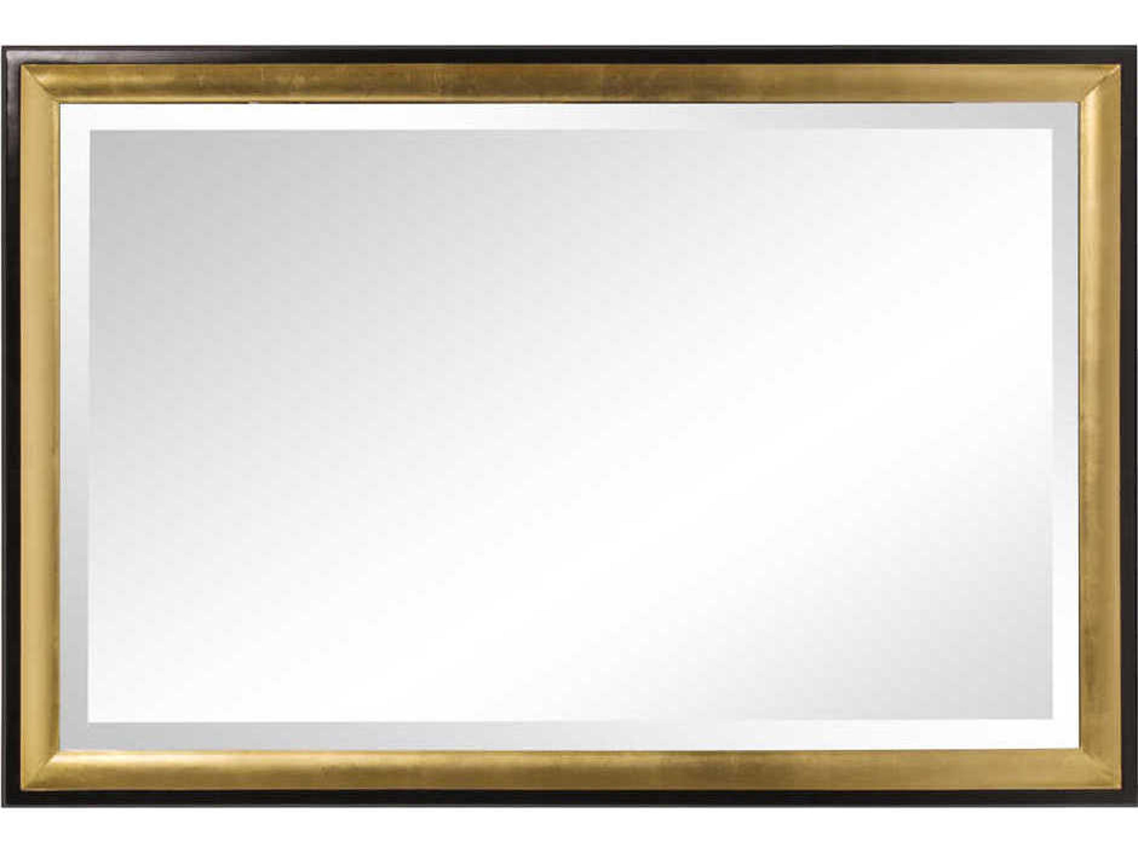 Howard Elliott Cagney Glossy Black with Gold Rectangular Wall Mirror