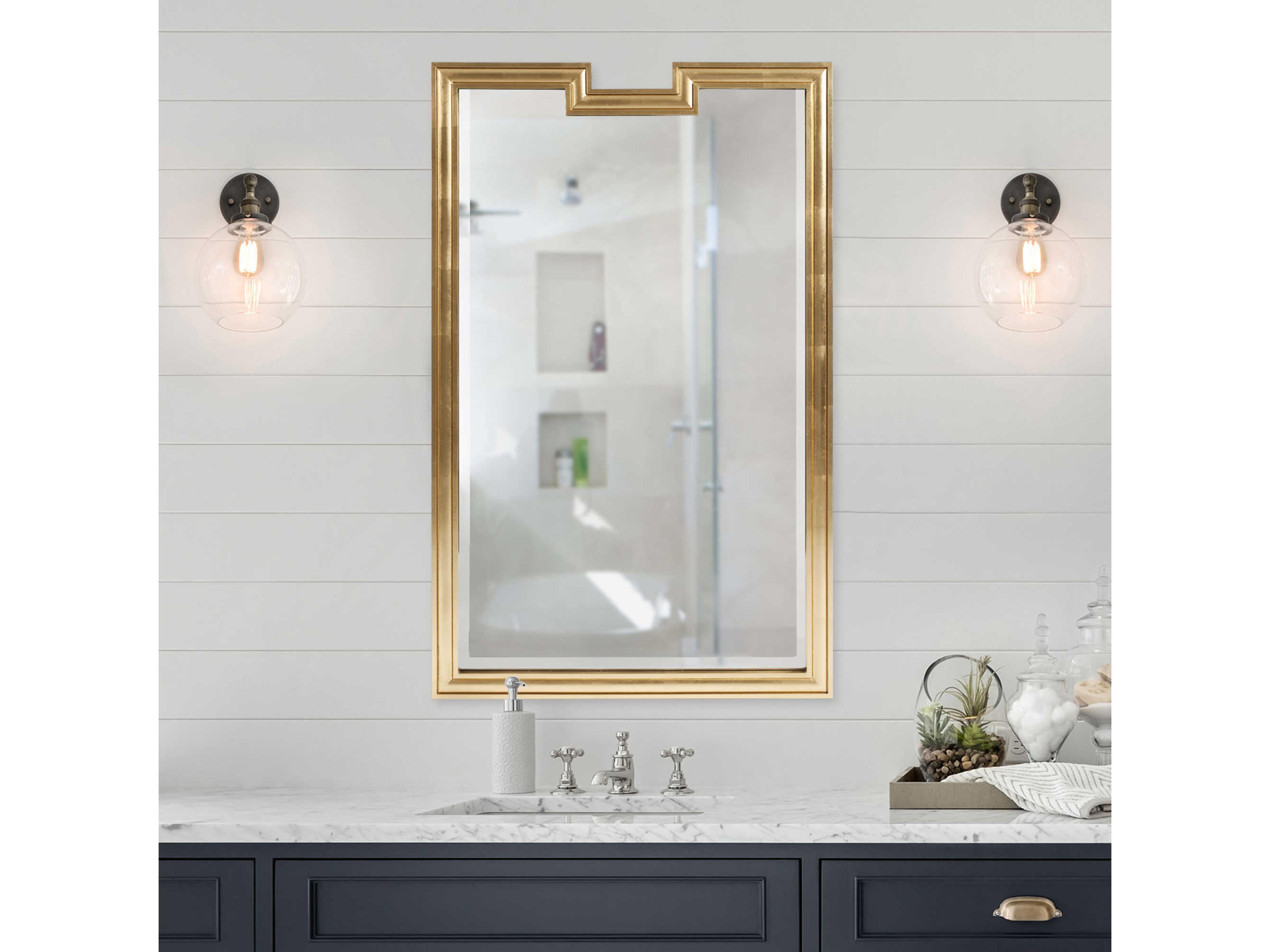 Howard Elliott Danube Bright Gold Rectangular Wall Mirror