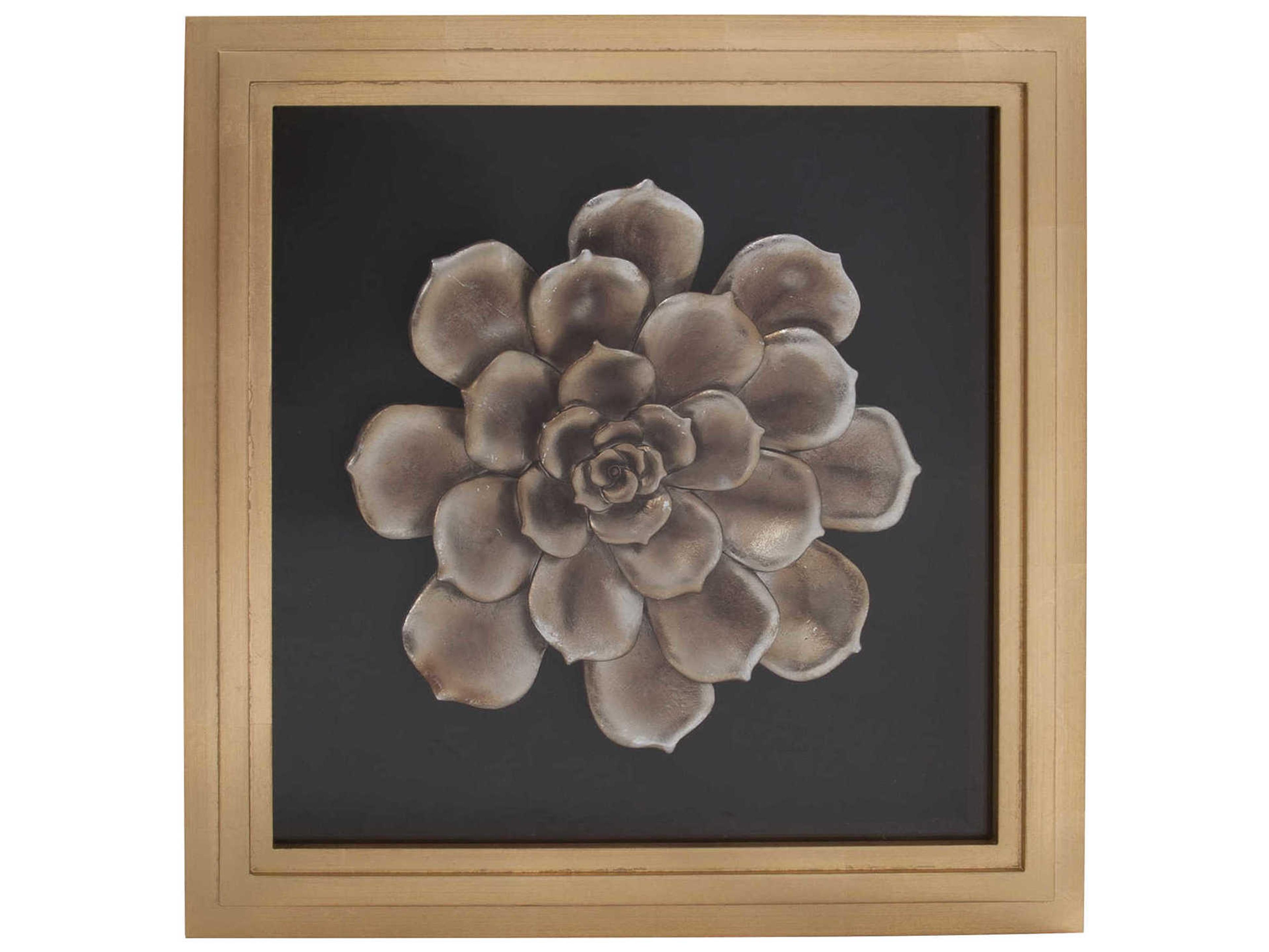 Antique Gold 15" Camellia Flower Wood Wall Art
