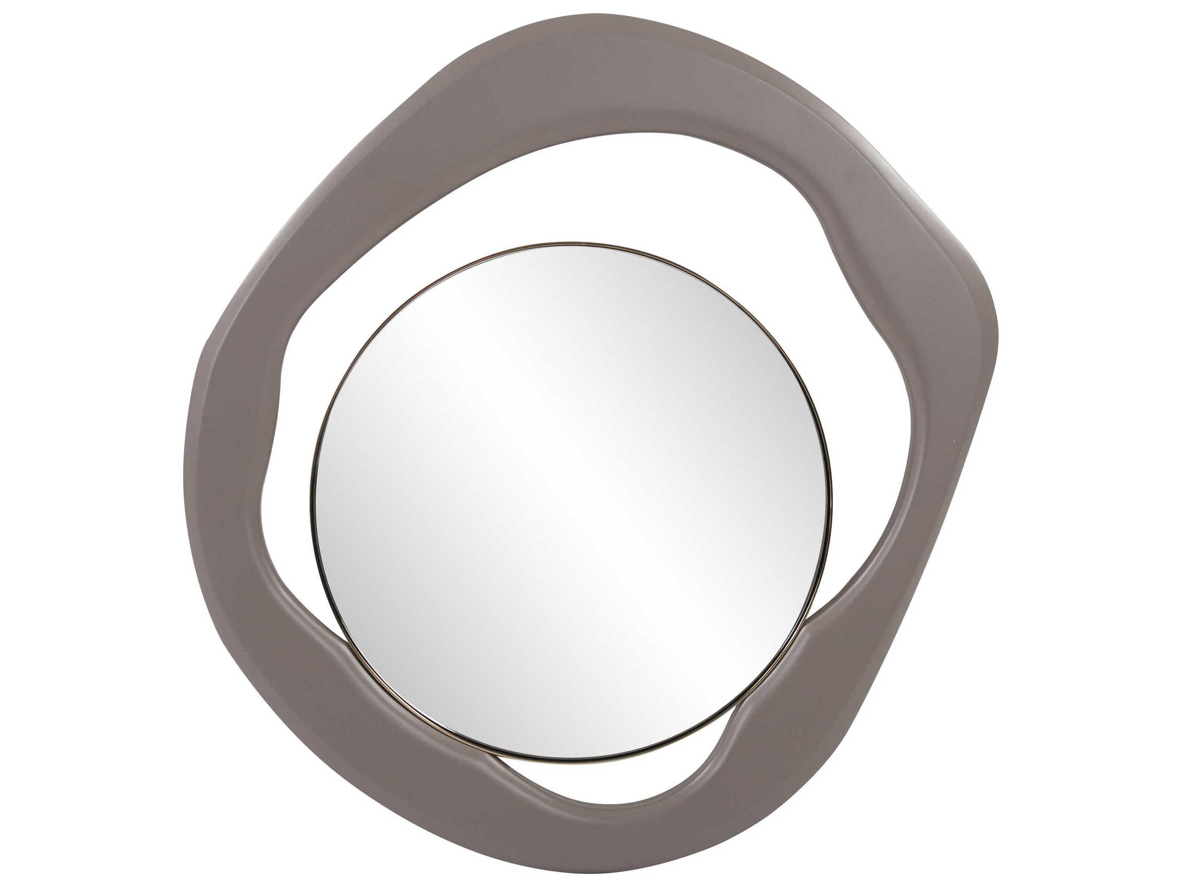 Abstract Balance Gray Gold Round Wall Mirror