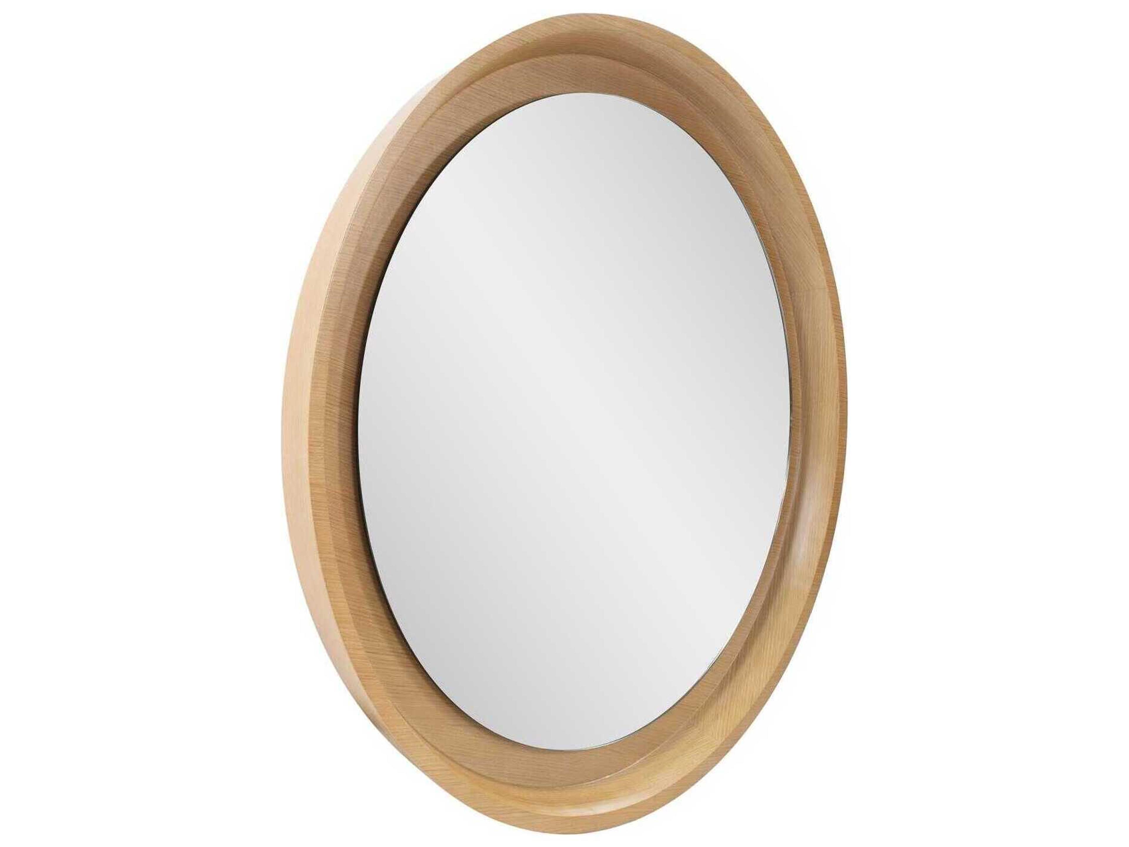 Howard Elliott Danton Wooden Brown Round Wall Mirror
