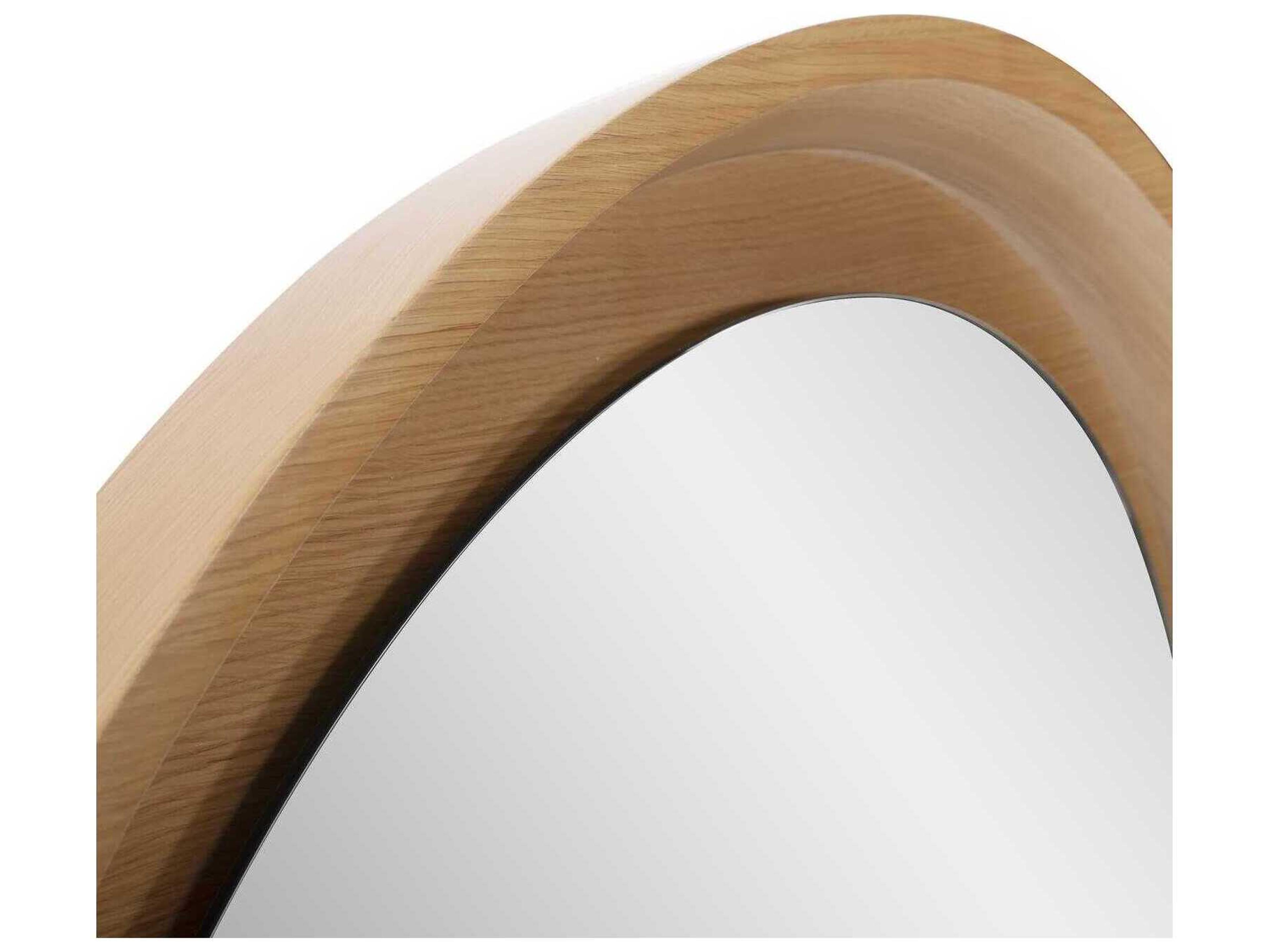 Howard Elliott Danton Wooden Brown Round Wall Mirror