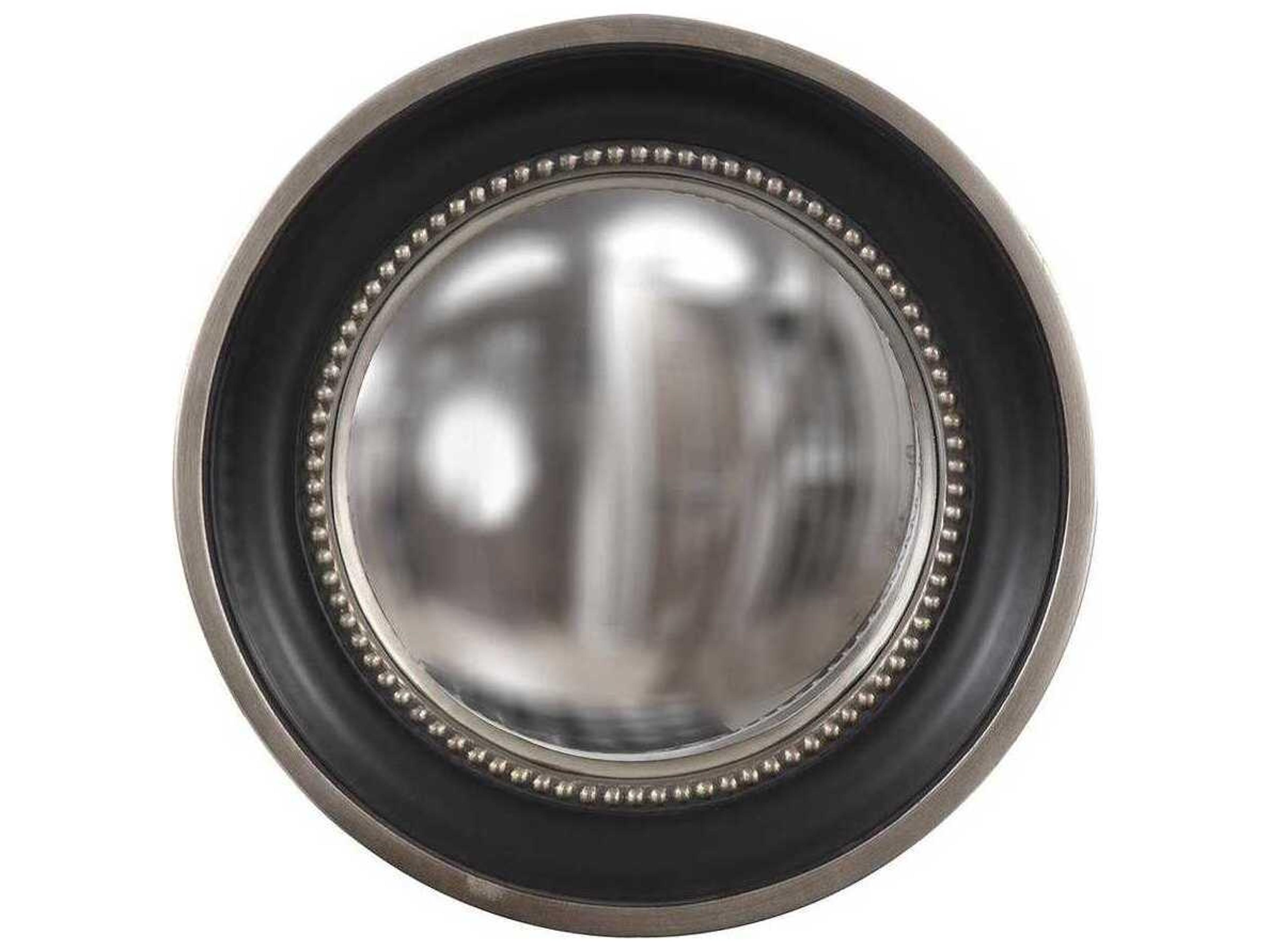 Patterson Black Silver Round Wall Mirror