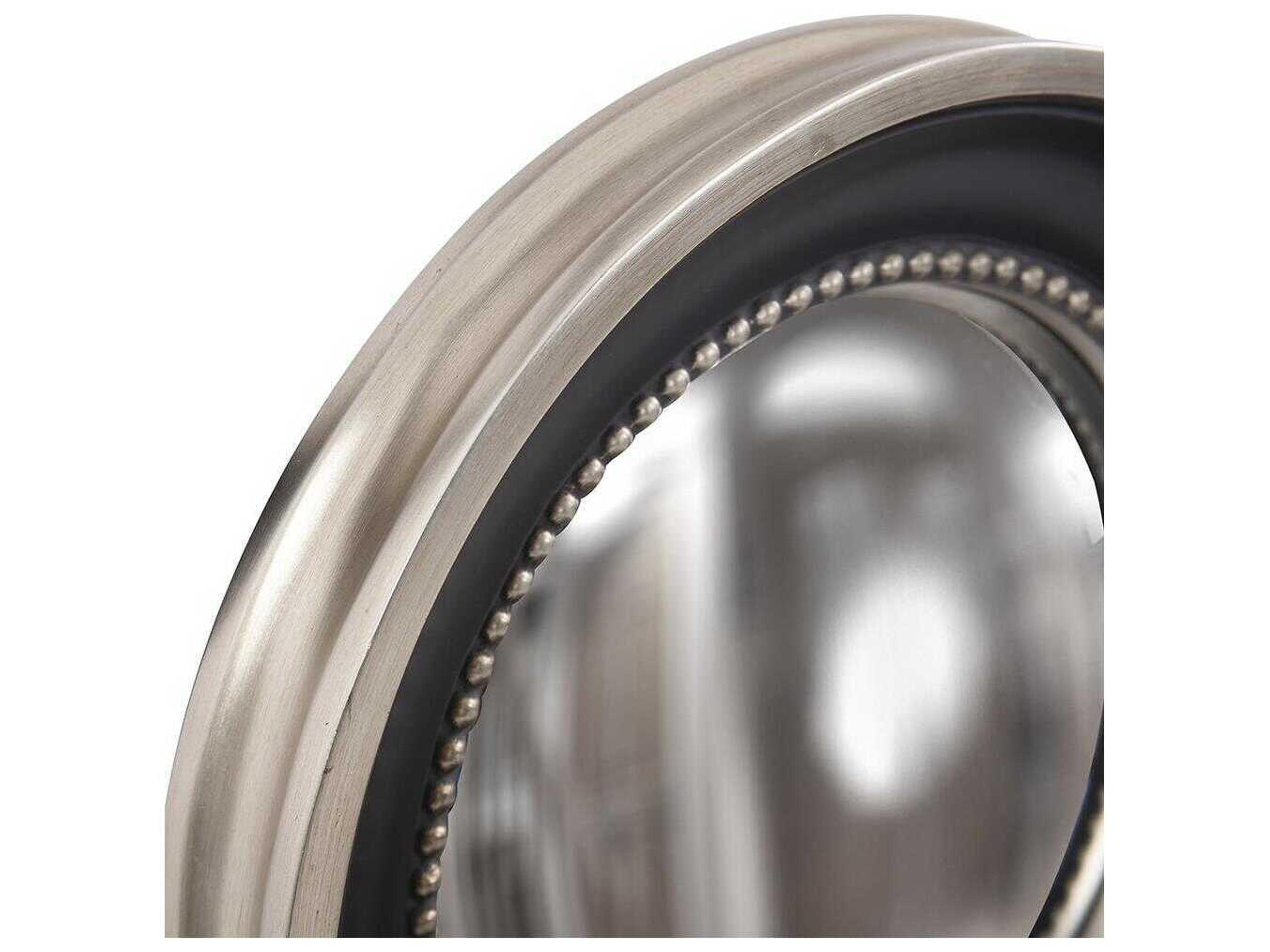 Howard Elliott Patterson Black Silver Round Wall Mirror