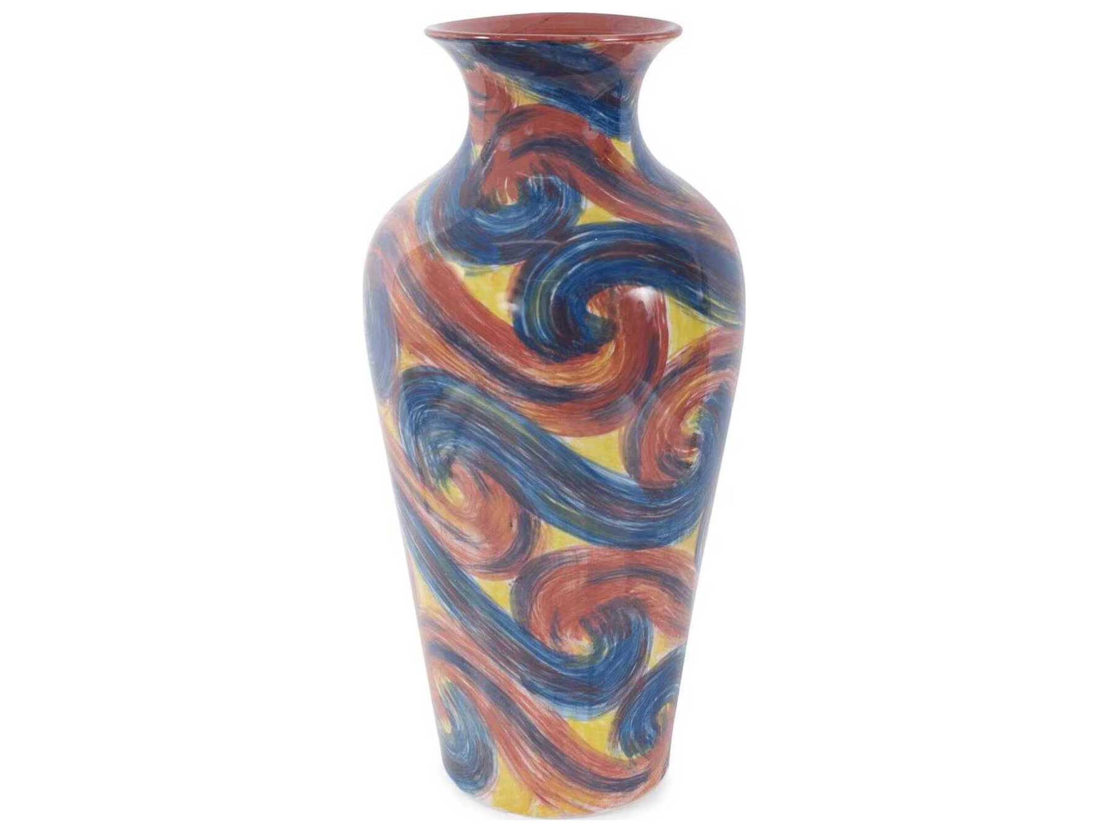 Camille Multicolored Flared Ceramic Tall Vase