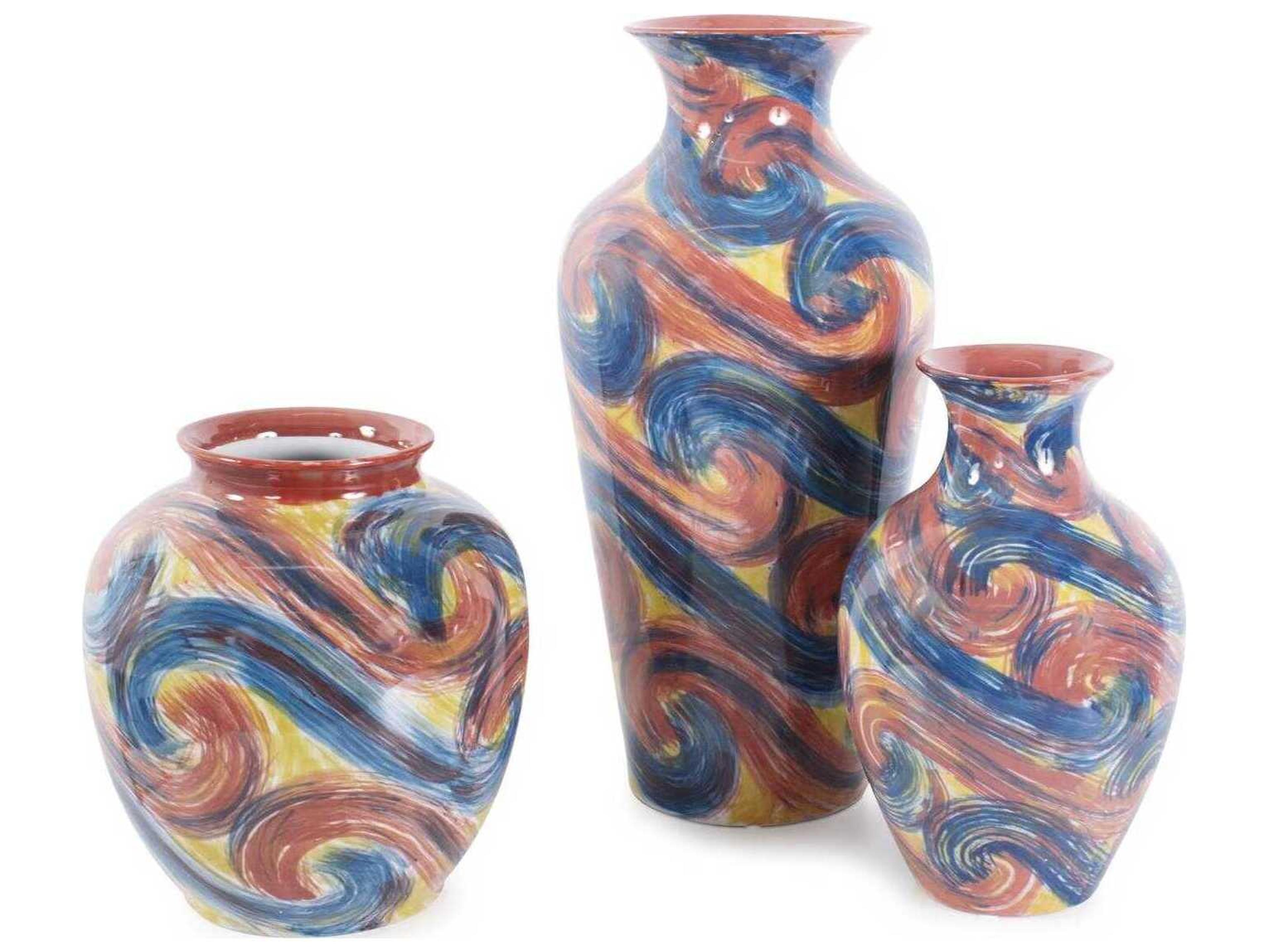 Howard Elliott Camille Multicolored Flared Ceramic Tall Vase