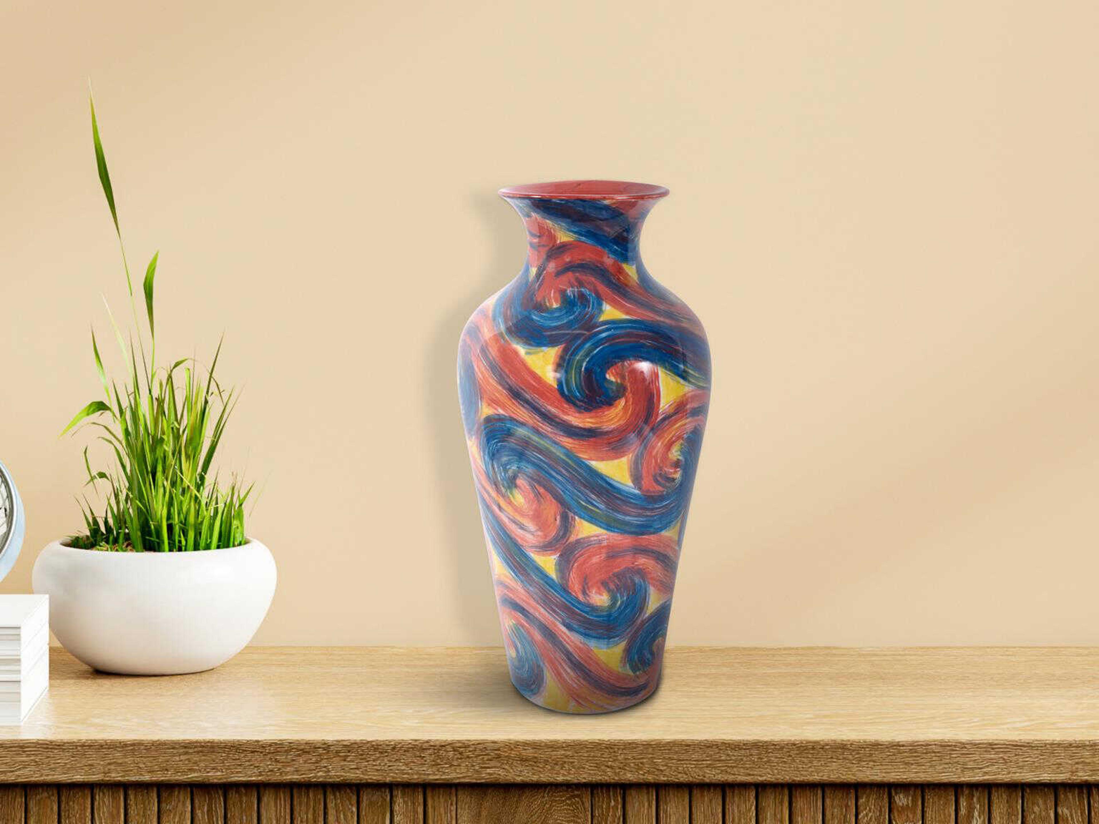 Howard Elliott Camille Multicolored Flared Ceramic Tall Vase
