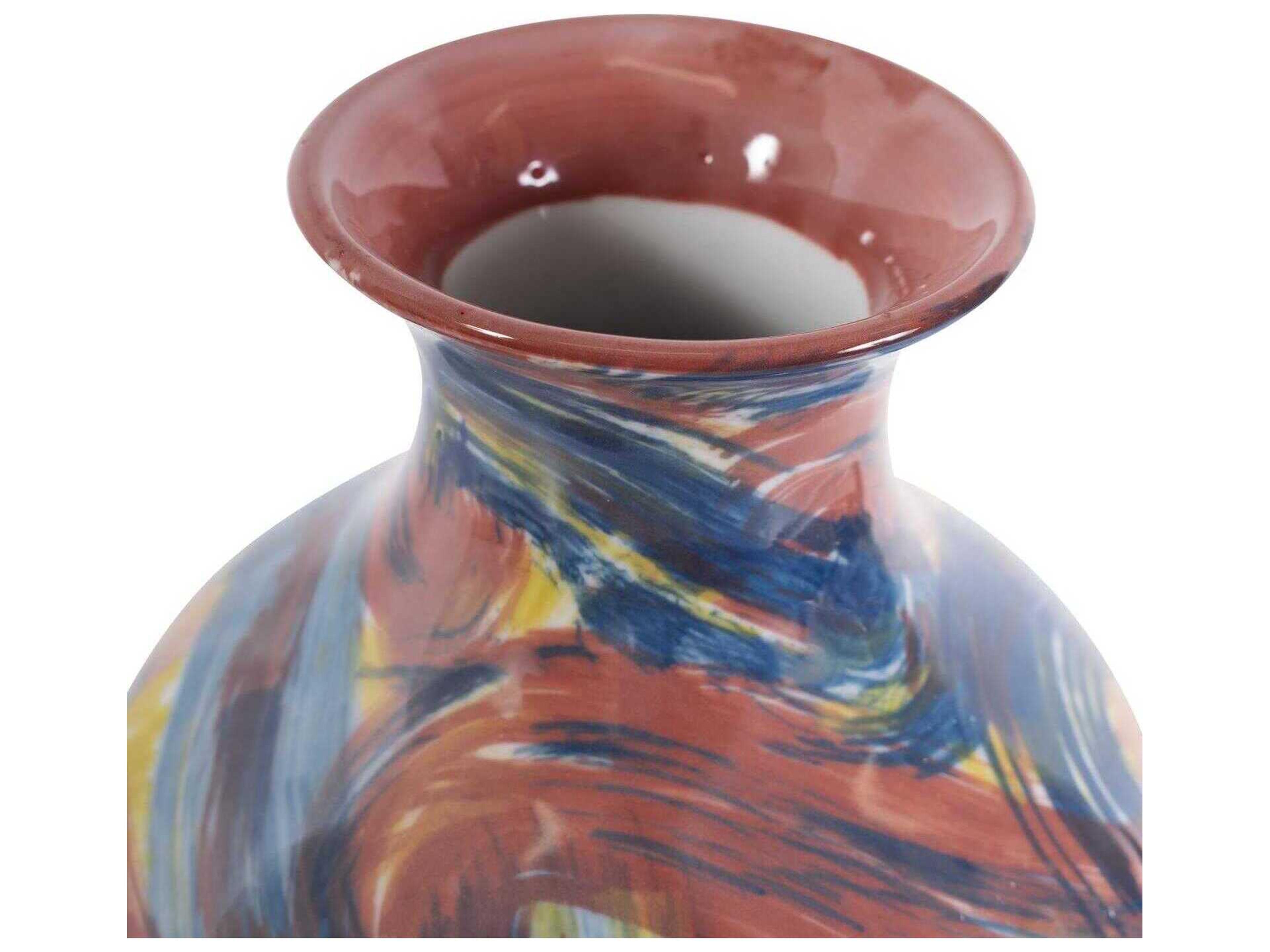 Howard Elliott Camille Multicolored Flared Ceramic Short Bottle