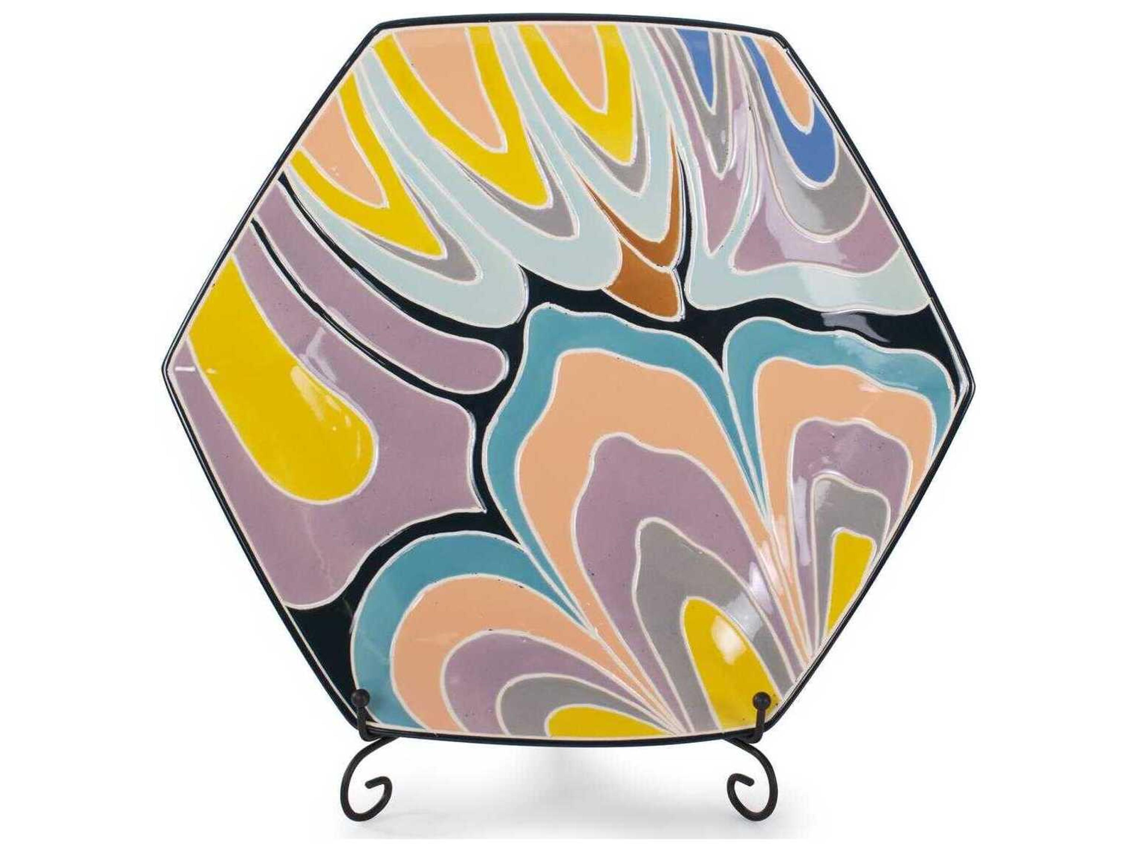 Howard Elliott Bramwell Pastel Decorative Porcelain Decorative Plate with Stand