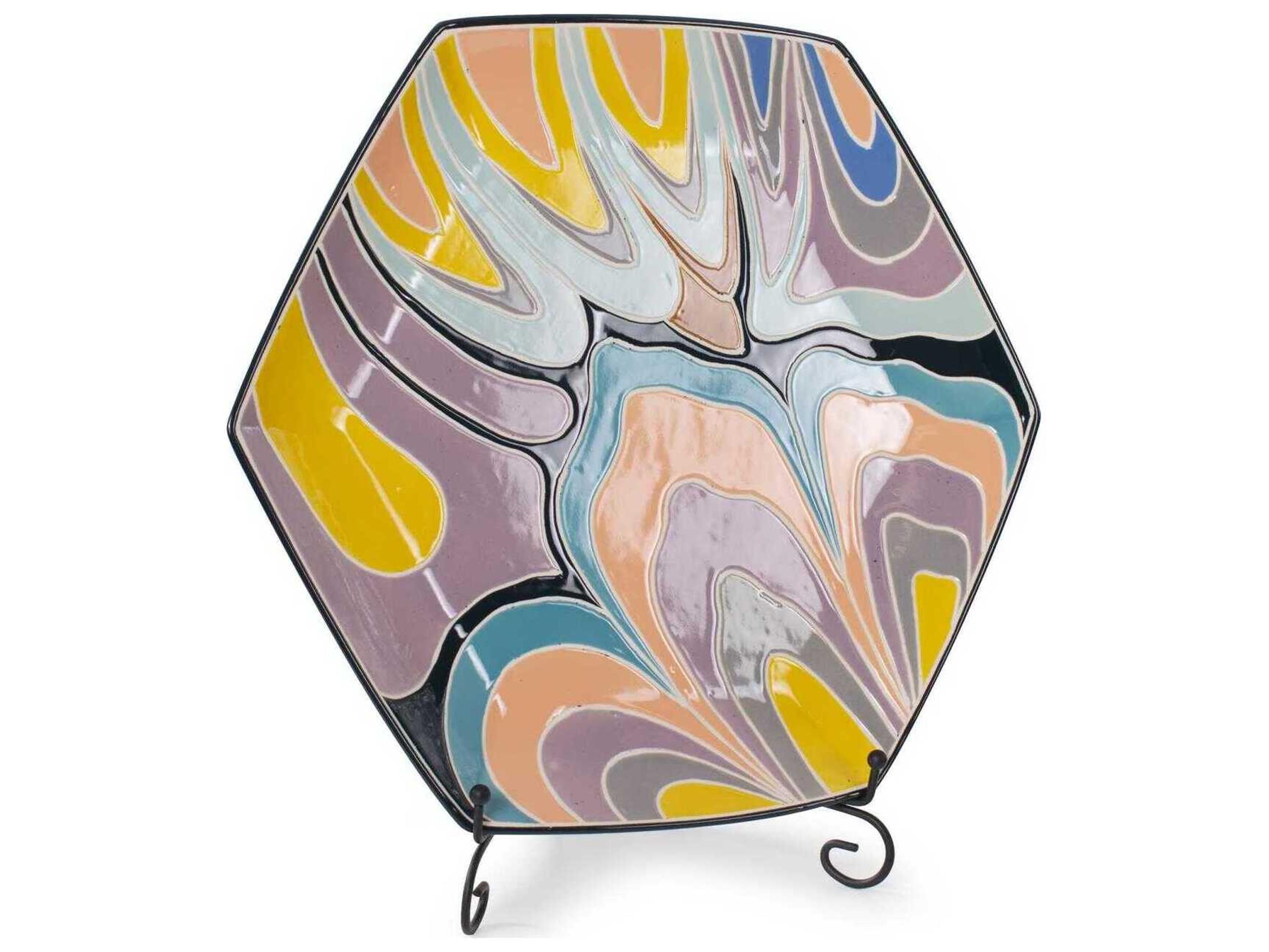 Howard Elliott Bramwell Pastel Decorative Porcelain Decorative Plate with Stand