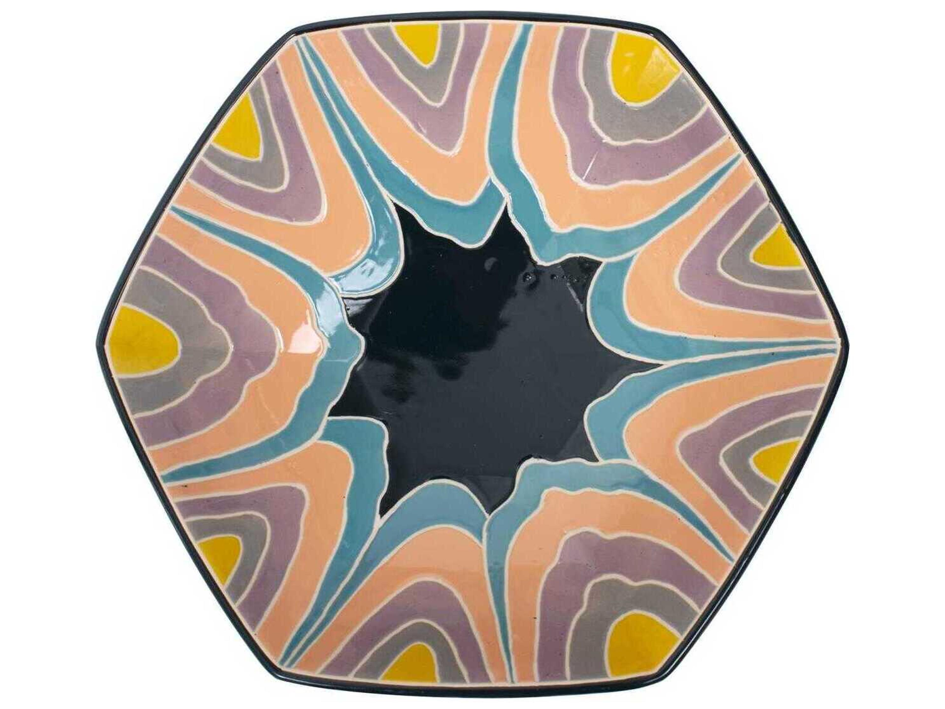 Howard Elliott Bramwell Pastel Black Decorative Porcelain Decorative Bowl