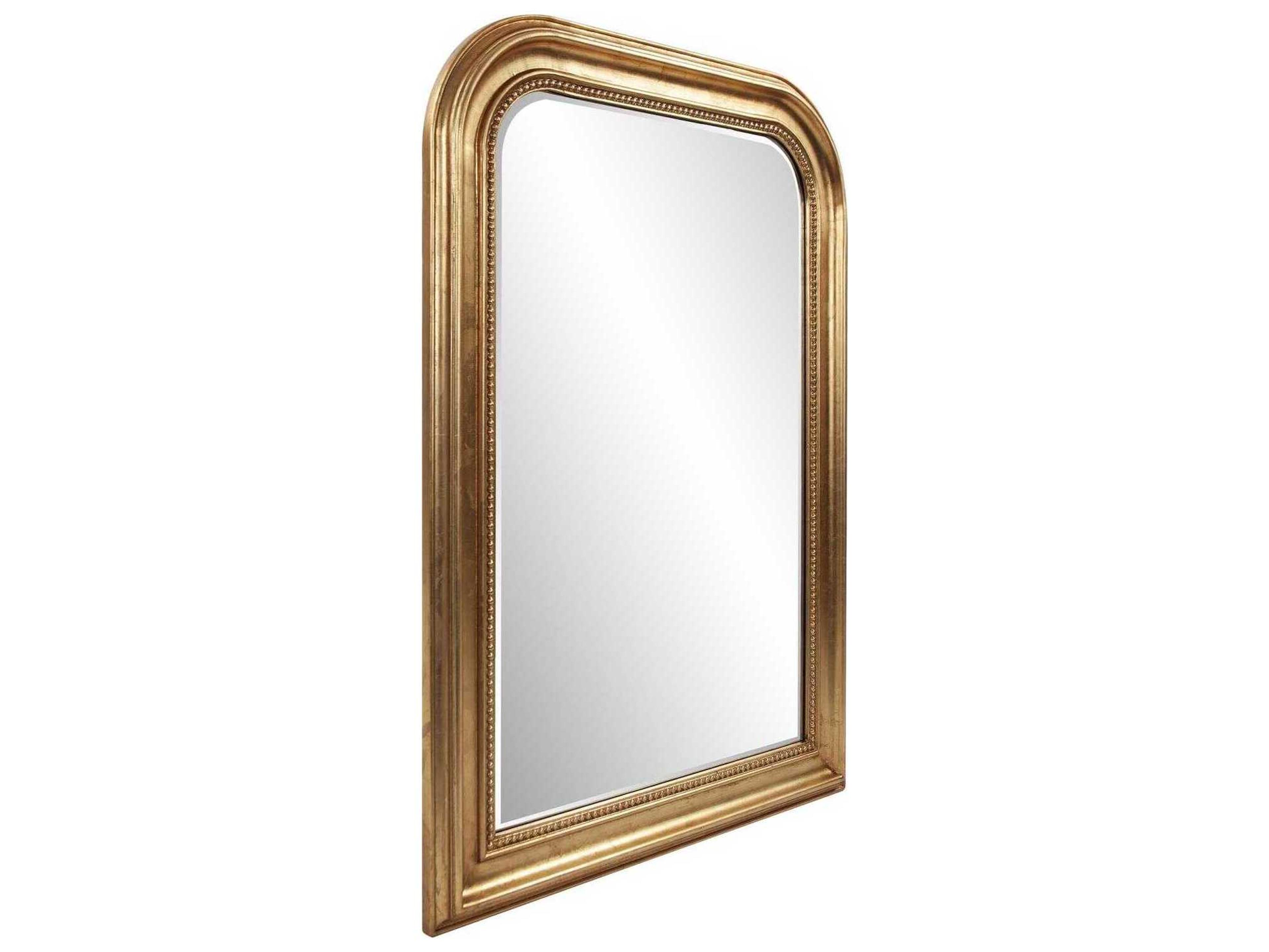 French Philippe Rectangular Vanity Mirror in Antiqued Gold Leaf