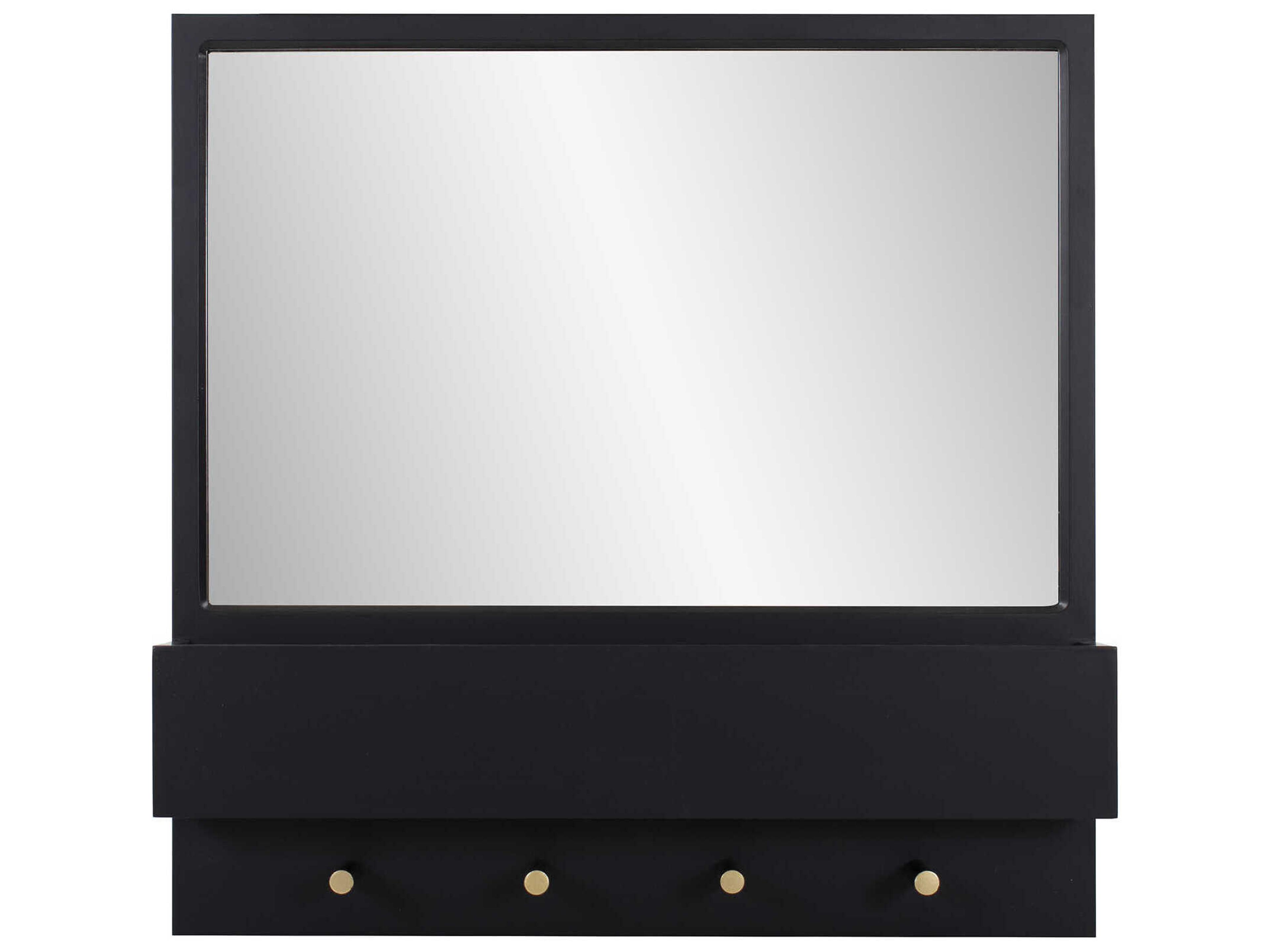 Howard Elliott Galt Black Brass Rectangular Wall Mirror