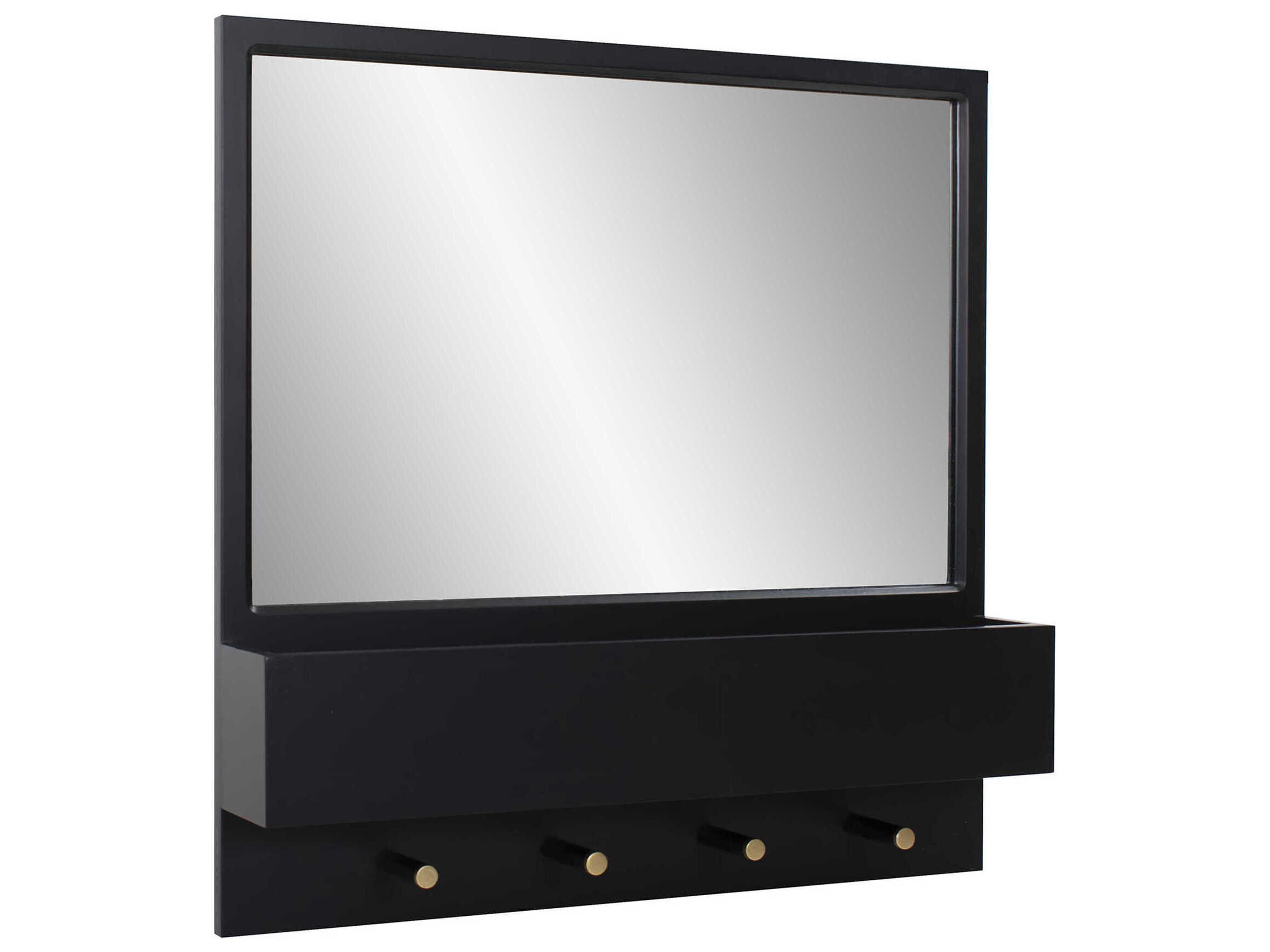 Howard Elliott Galt Black Brass Rectangular Wall Mirror