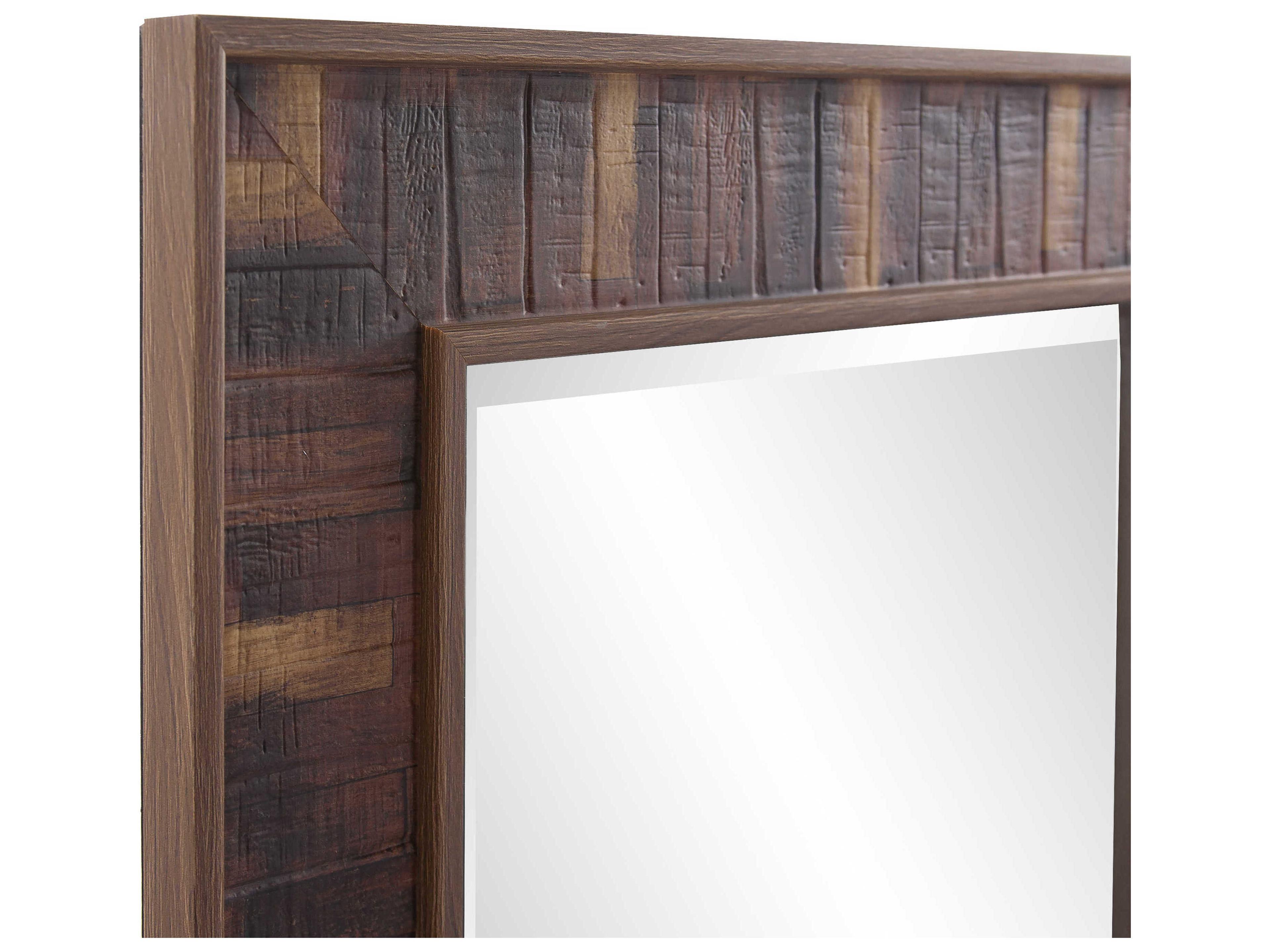Howard Elliott Woodland Faux Wood Grain Rectangular Wall Mirror