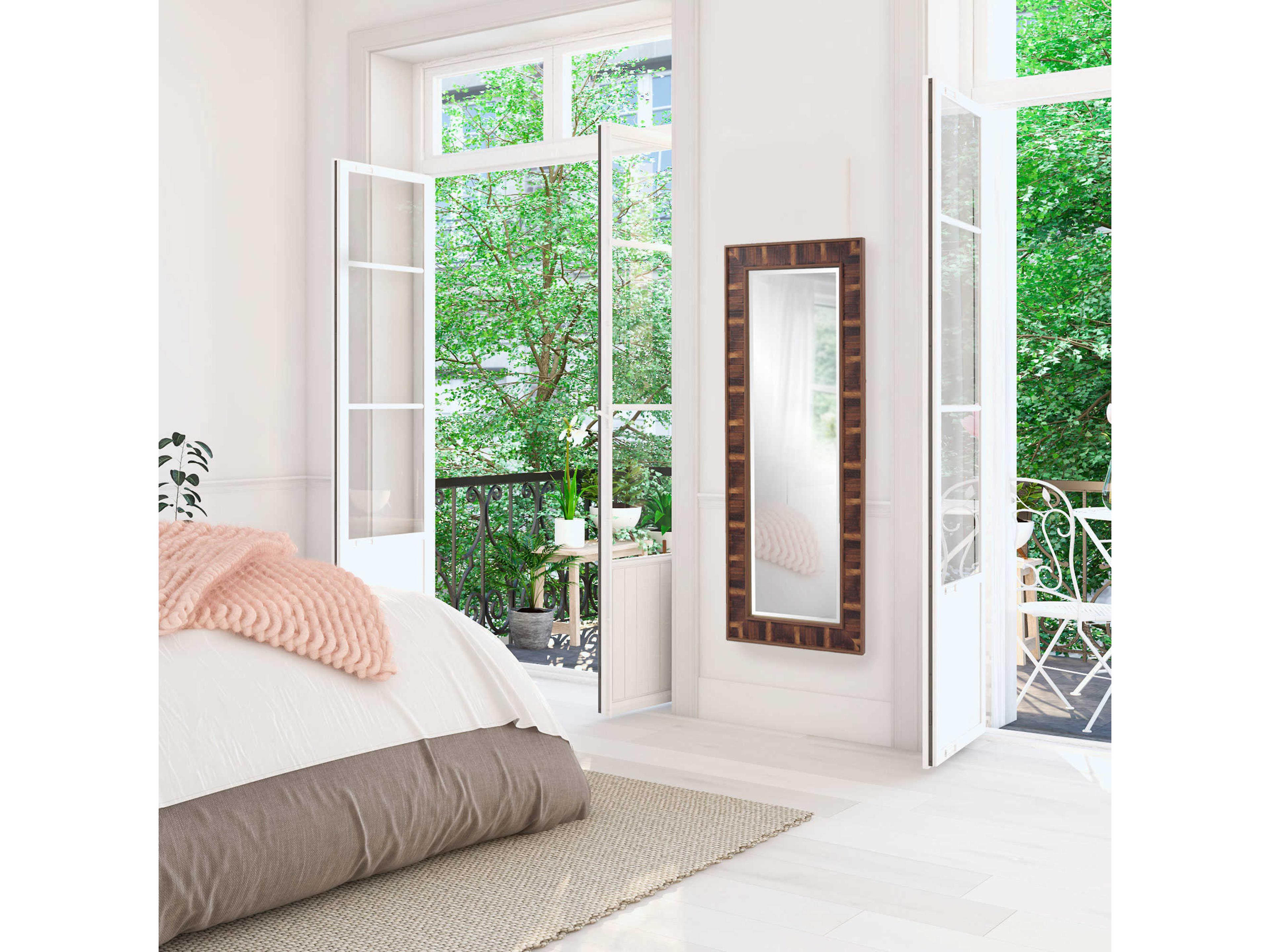 Howard Elliott Woodland Faux Wood Grain Rectangular Wall Mirror