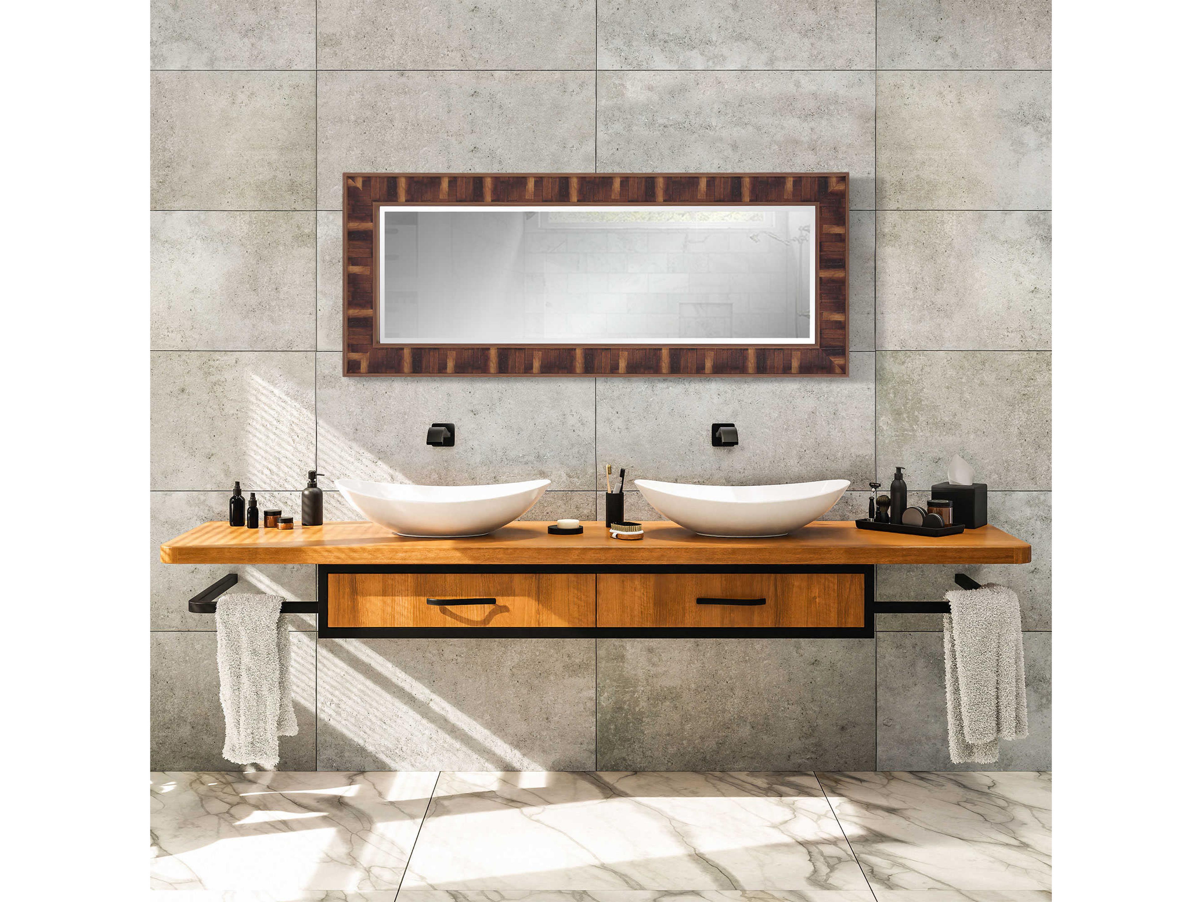 Howard Elliott Woodland Faux Wood Grain Rectangular Wall Mirror