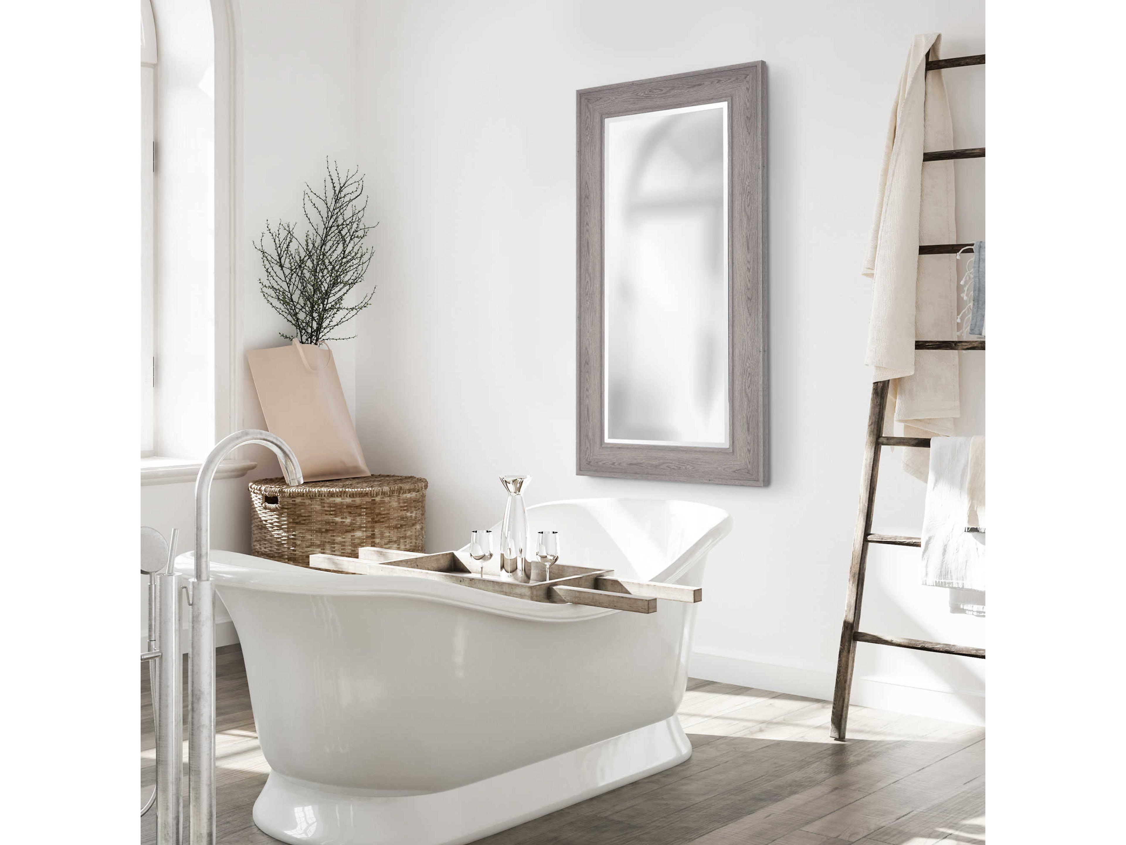 Howard Elliott Ashford Faux Gray Wood Grain Rectangular Wall Mirror