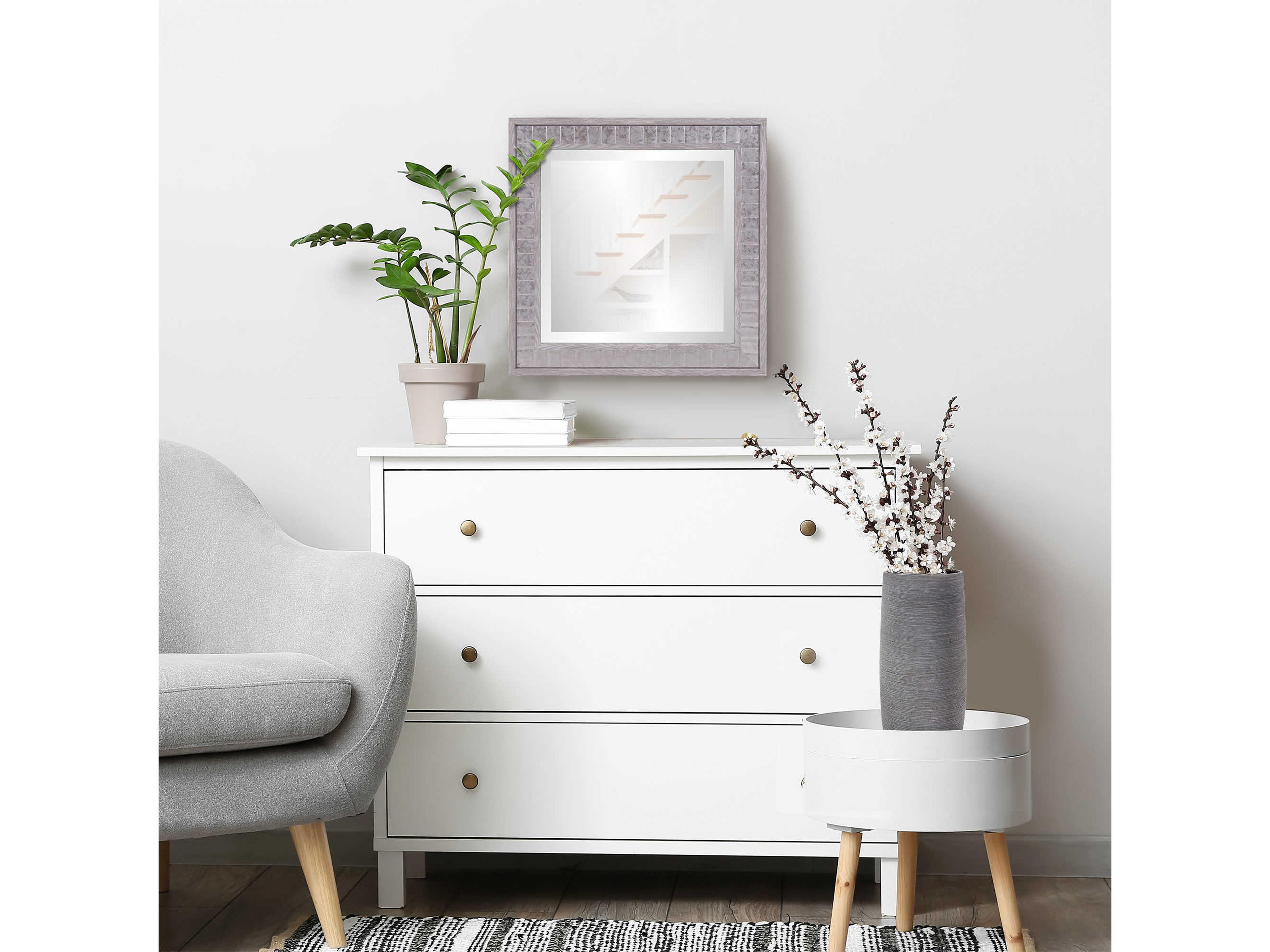 Howard Elliott Metropolis Faux Gray Wood Square Wall Mirror