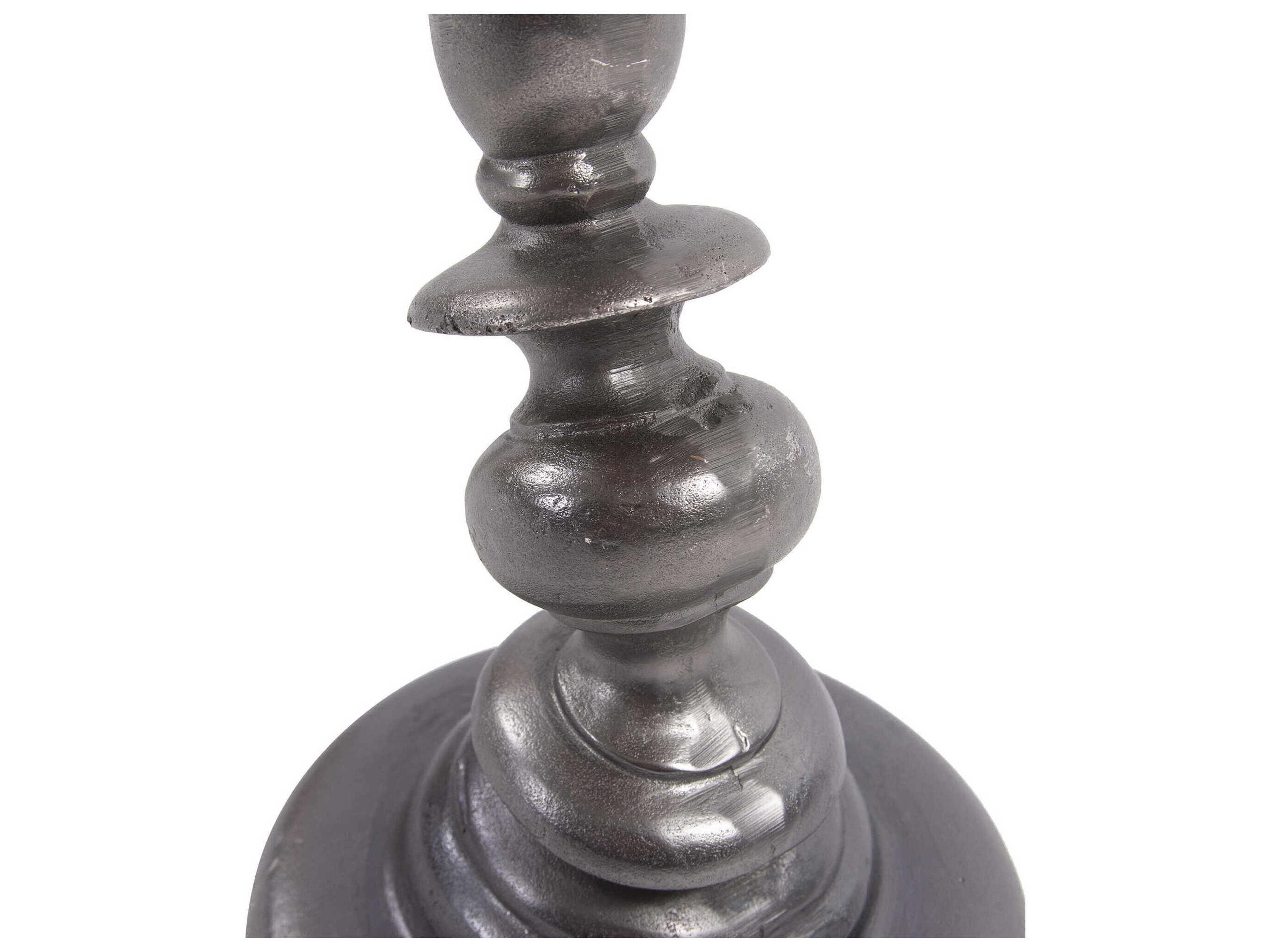 Howard Elliott Round Pewter Black White End Table