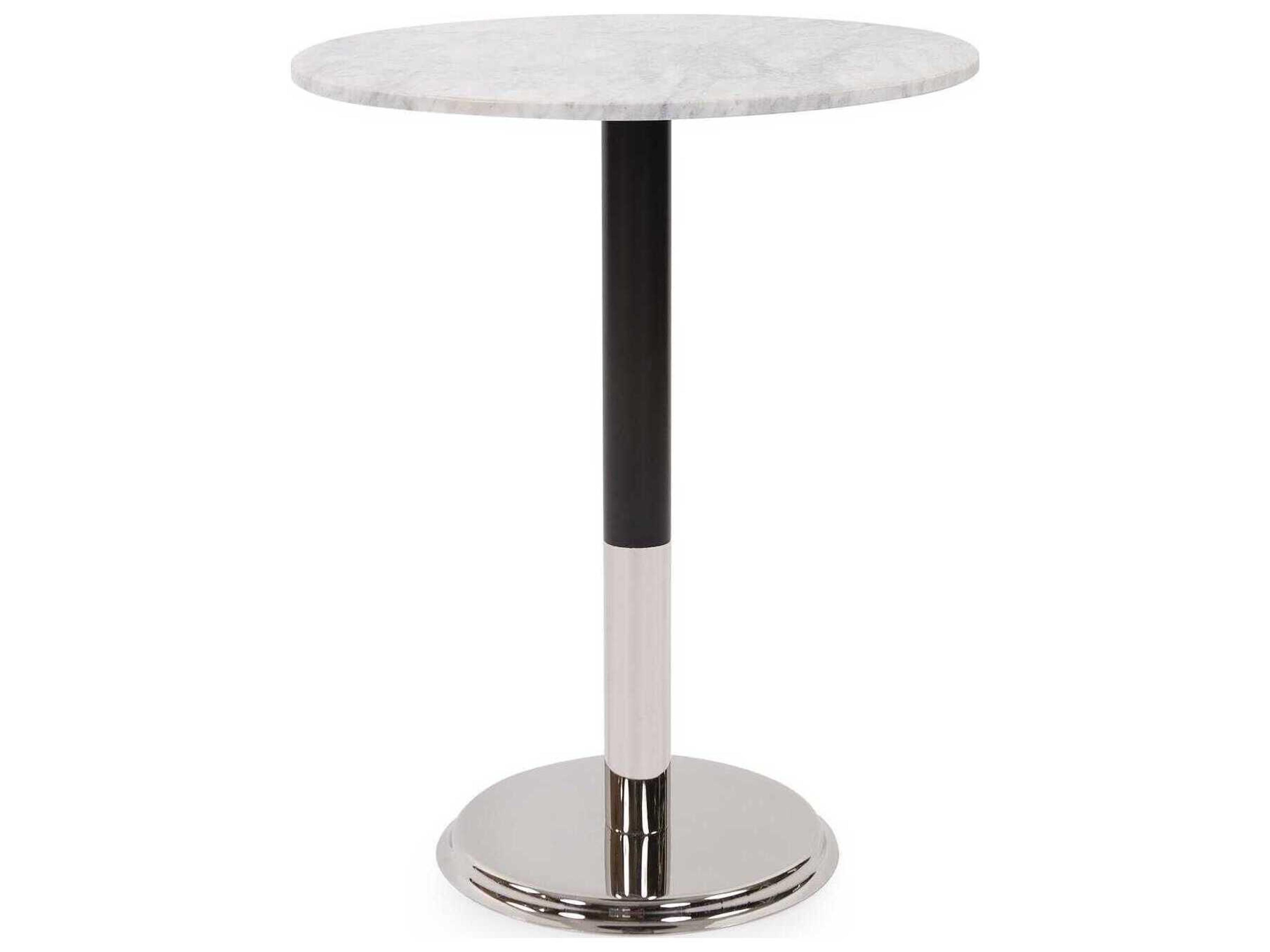 Round Marble Black Silver White Bistro Table