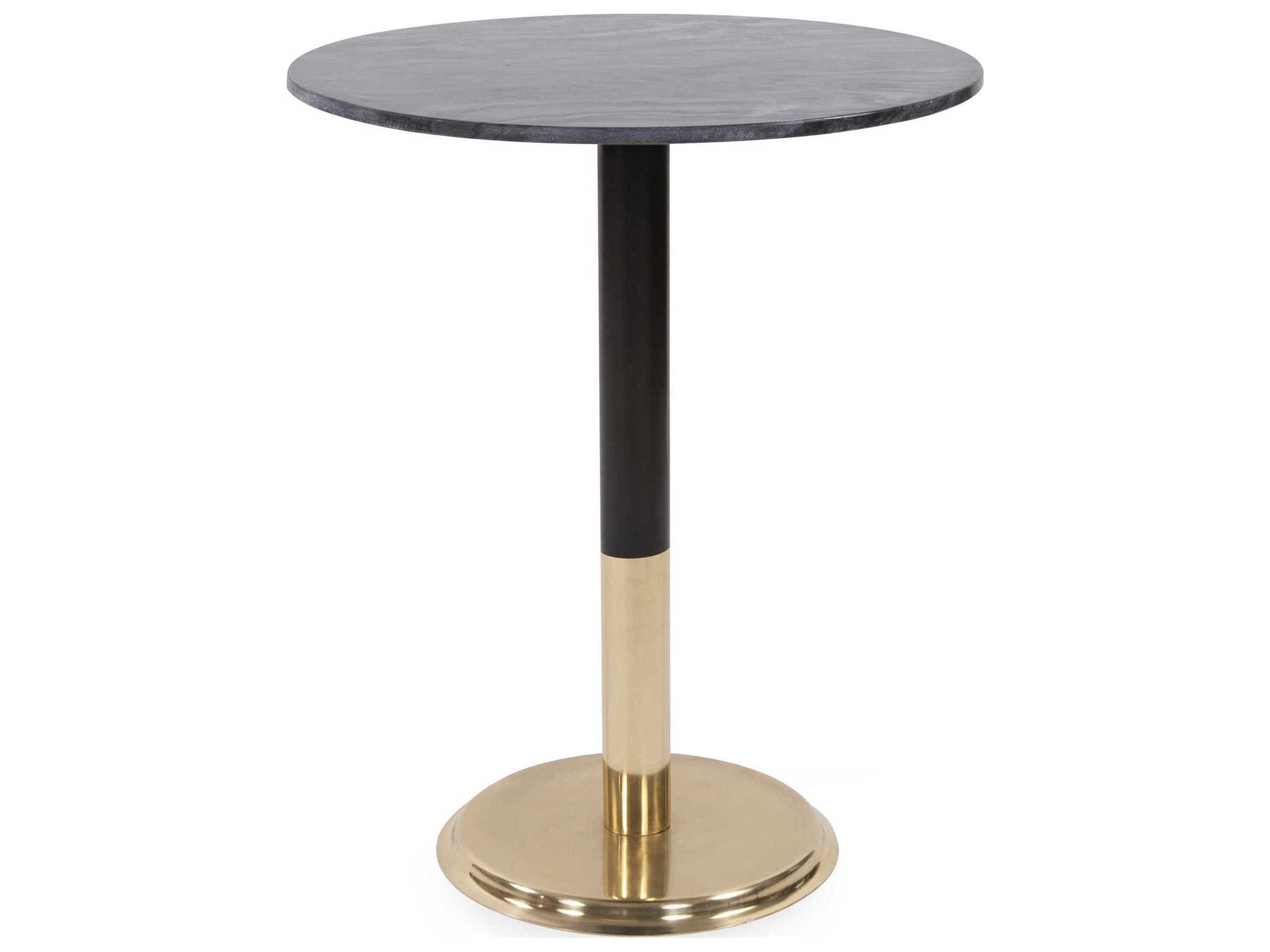 Round Polished Gold Black Marble Dining Table