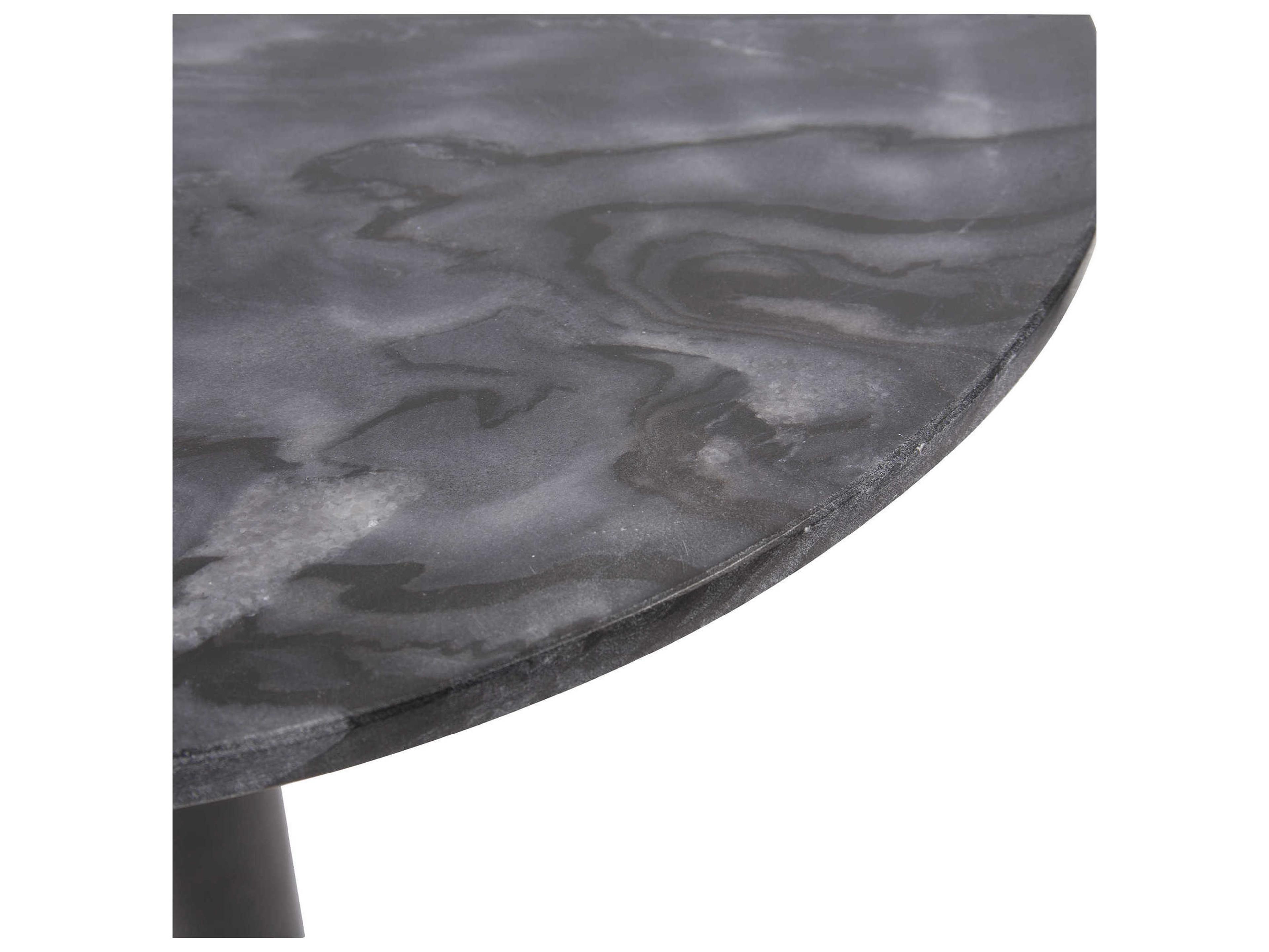 Howard Elliott Round Polished Gold Black Marble Dining Table