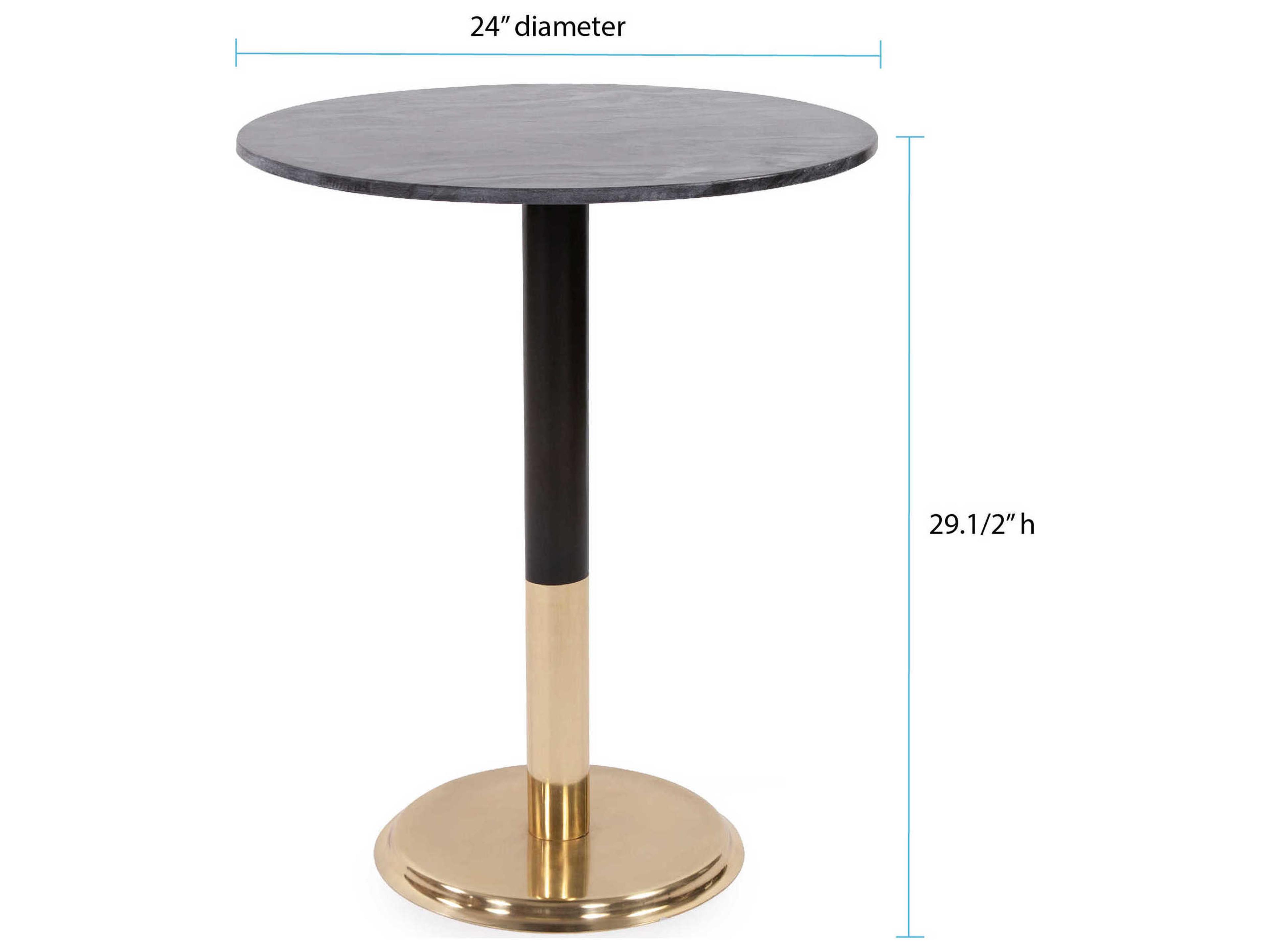 Howard Elliott Round Polished Gold Black Marble Dining Table