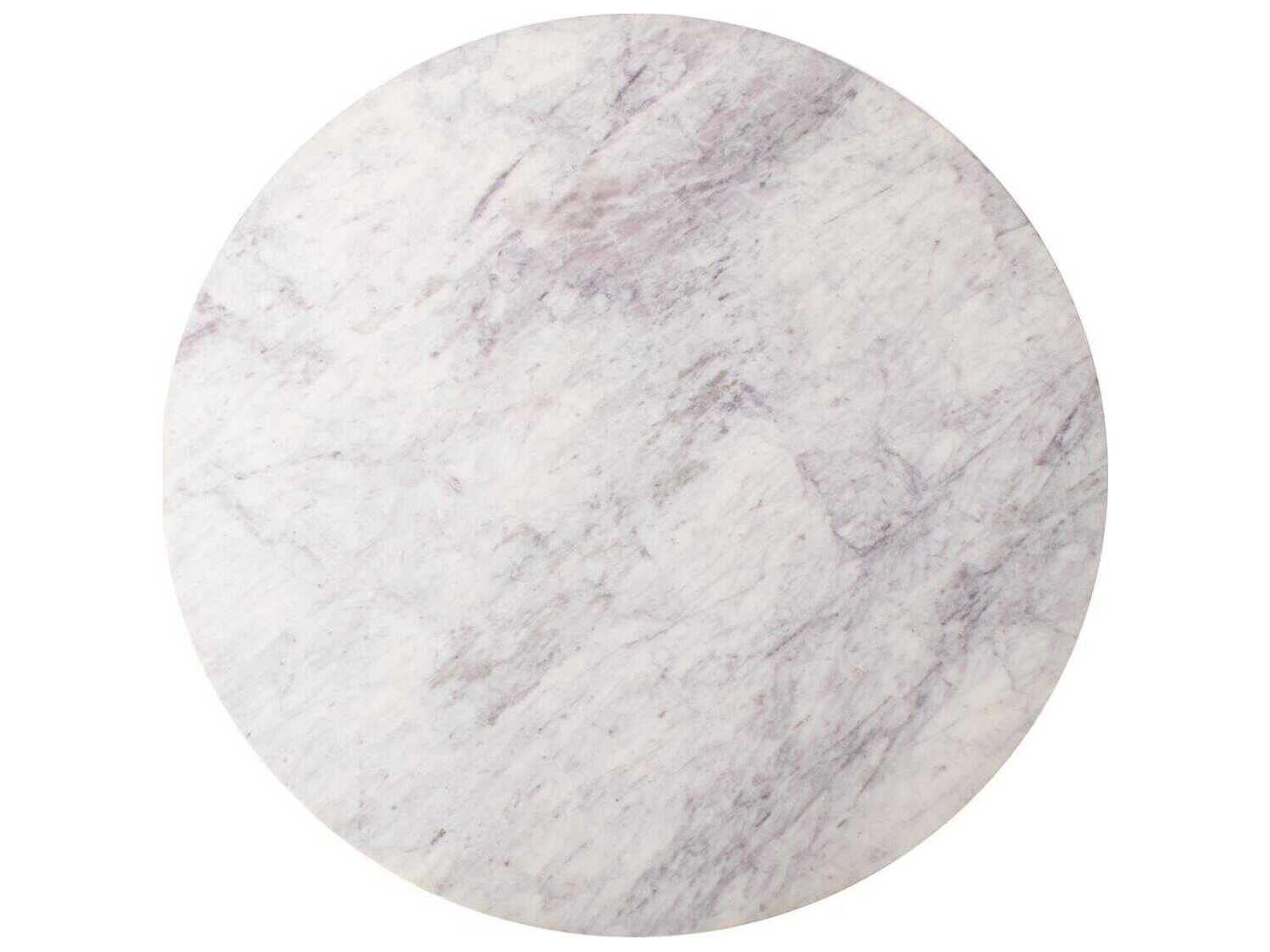 Howard Elliott Micca Round Marble White Gray Silver Dining Table