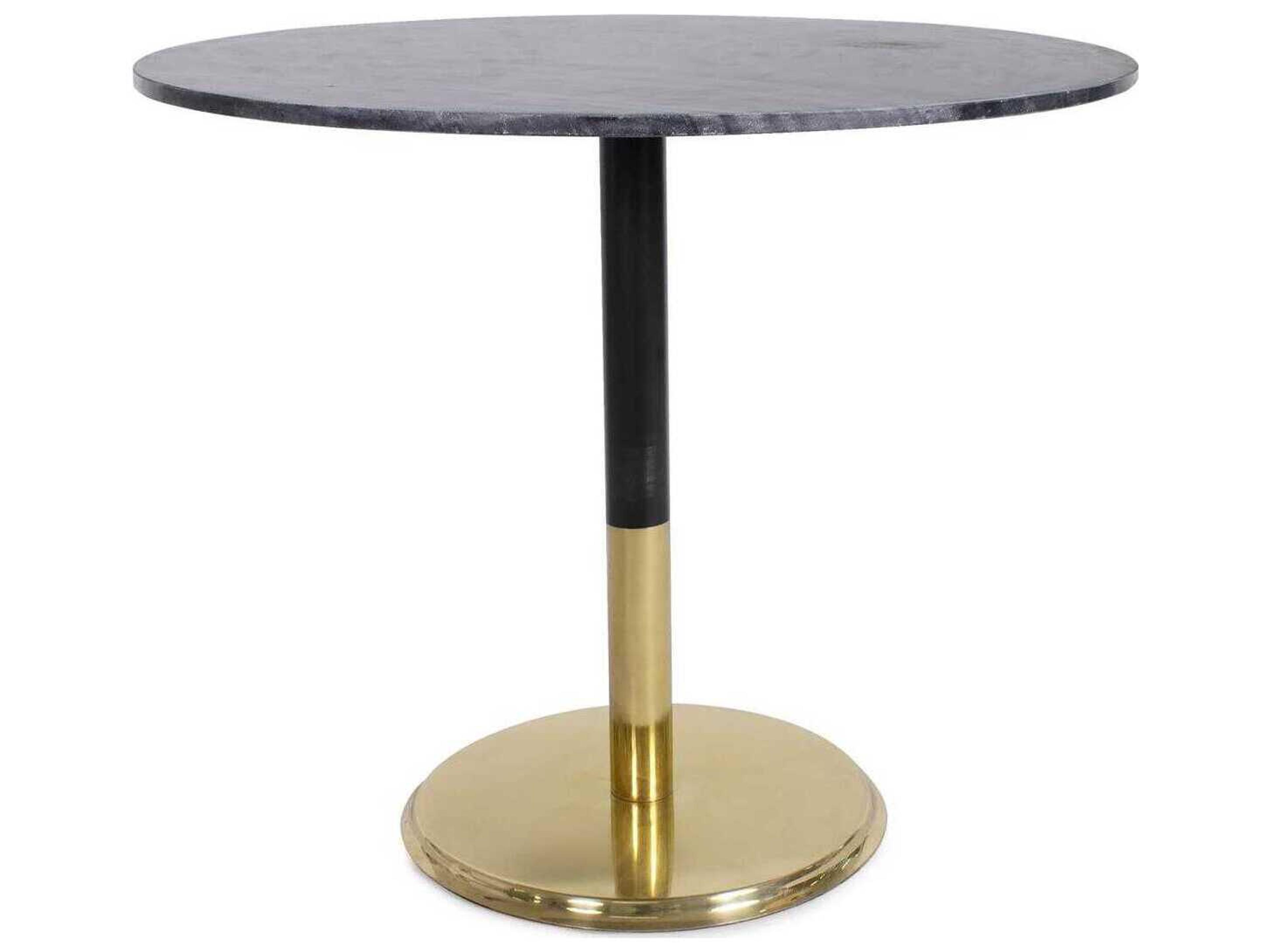 Micca Round Marble Black Gray Gold Dining Table
