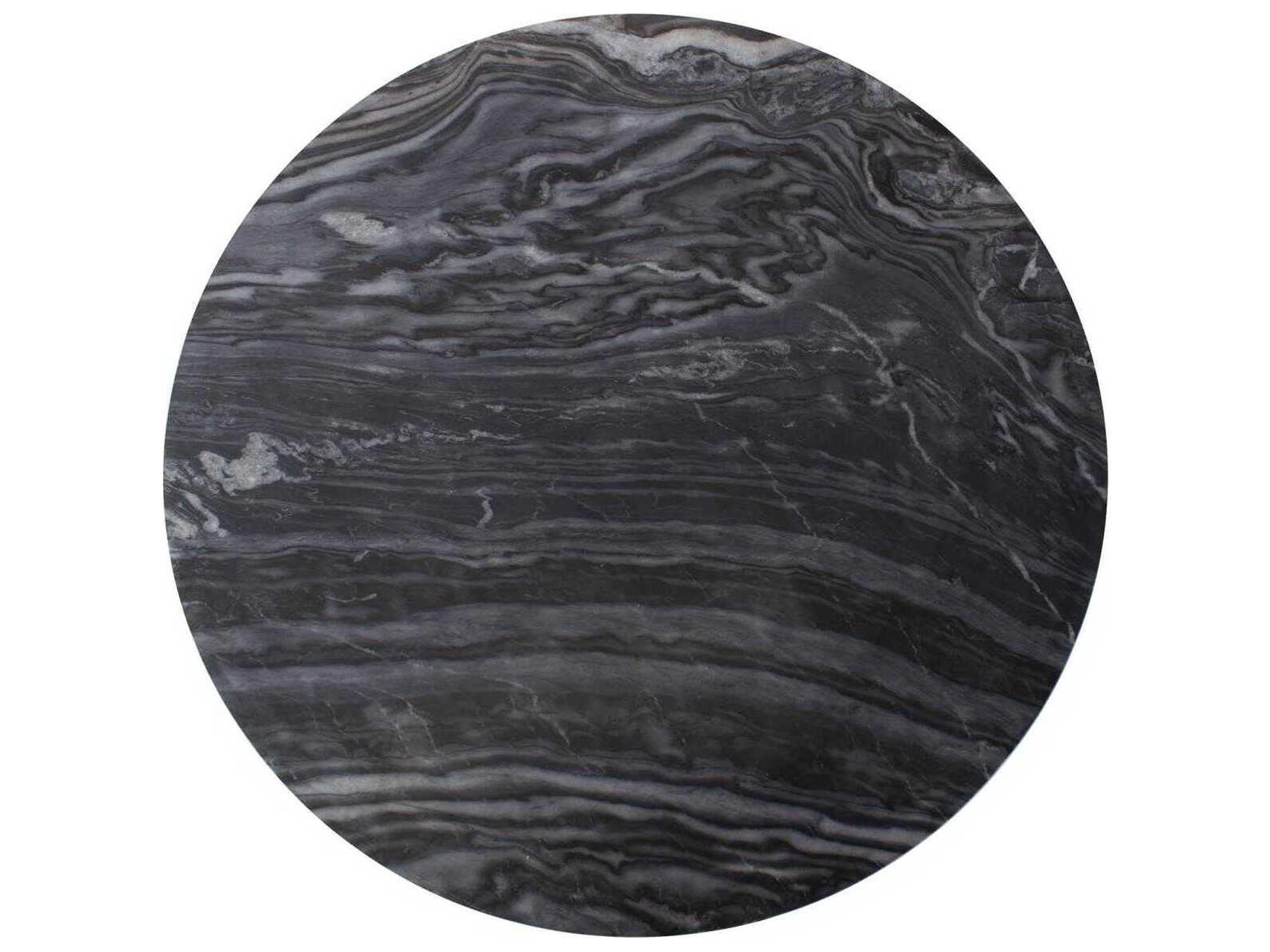 Howard Elliott Micca Round Marble Black Gray Gold Dining Table