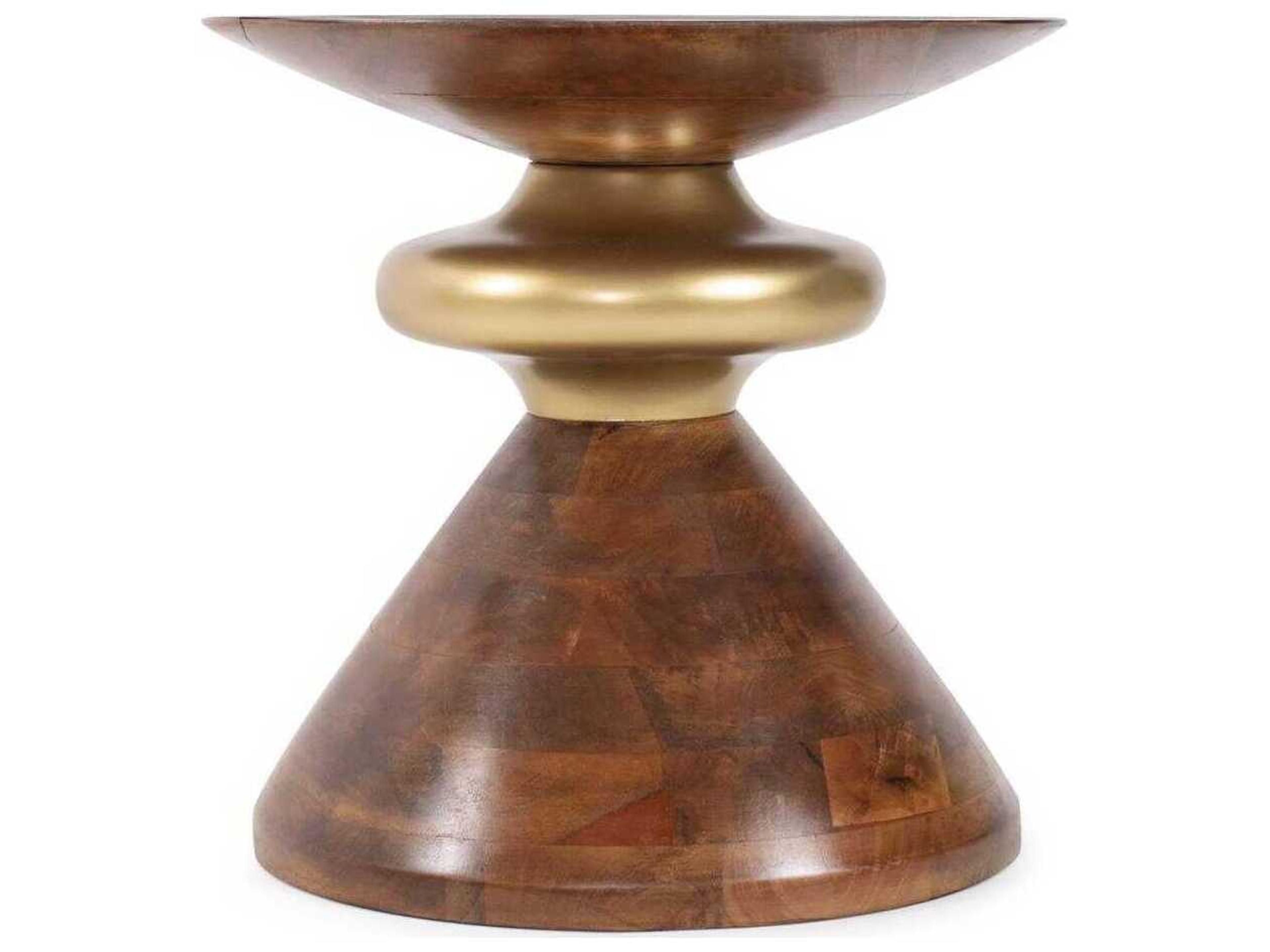 Howard Elliott Fillipo Round Wood Grain Brown End Table