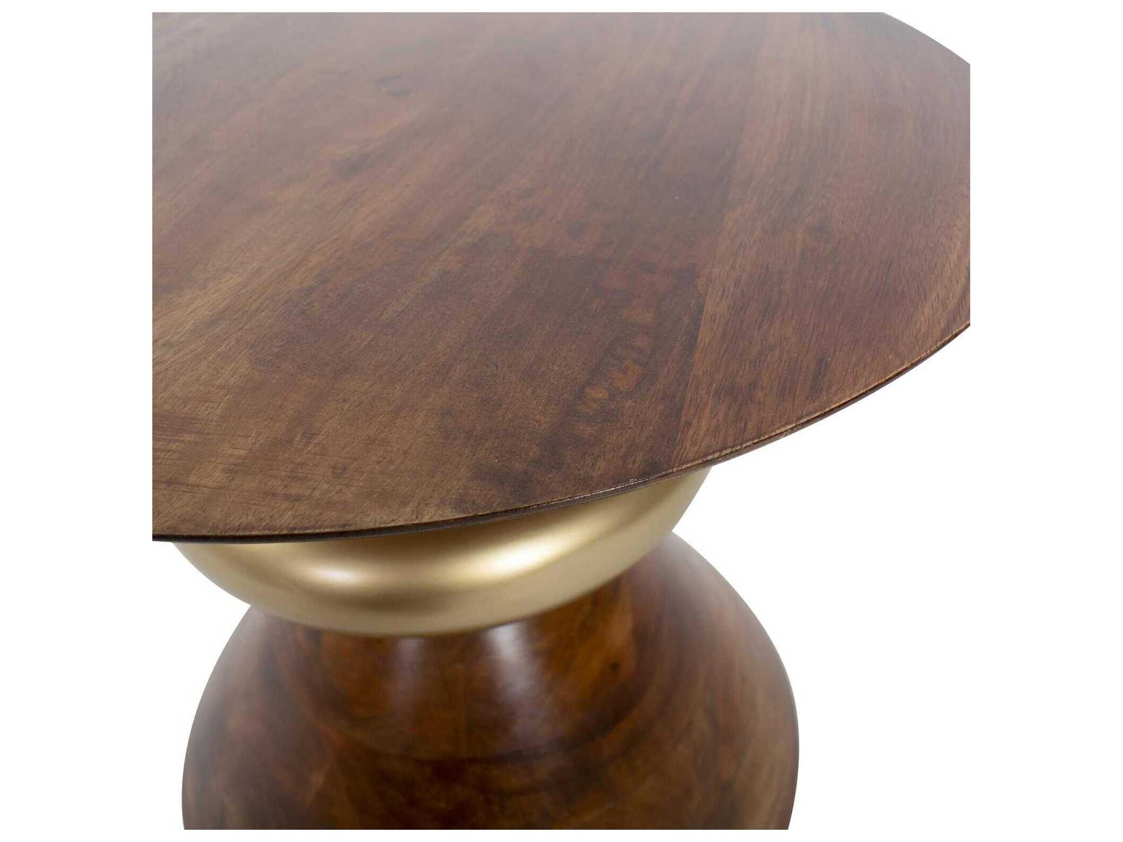 Howard Elliott Fillipo Round Wood Grain Brown End Table