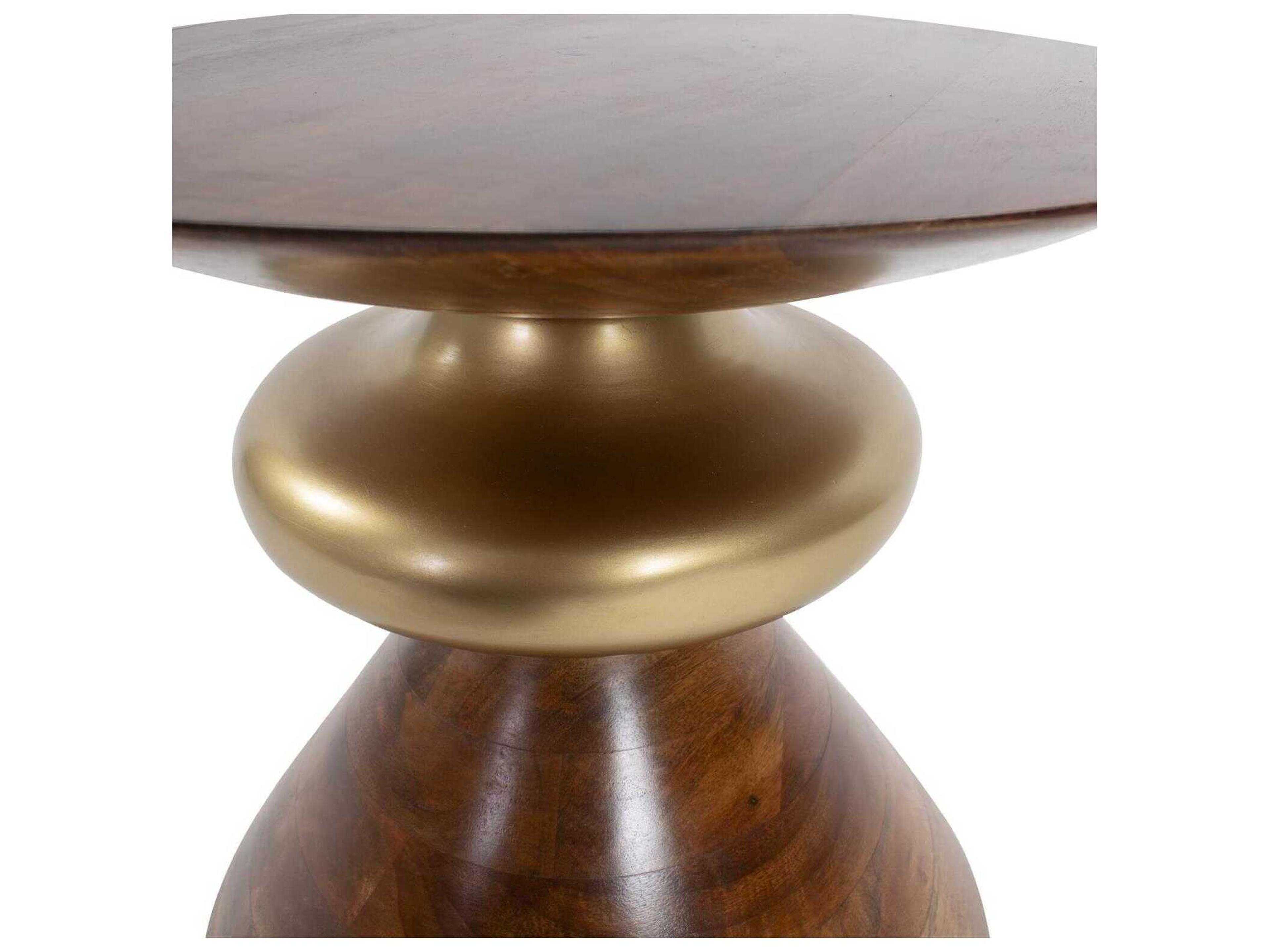 Howard Elliott Fillipo Round Wood Grain Brown End Table