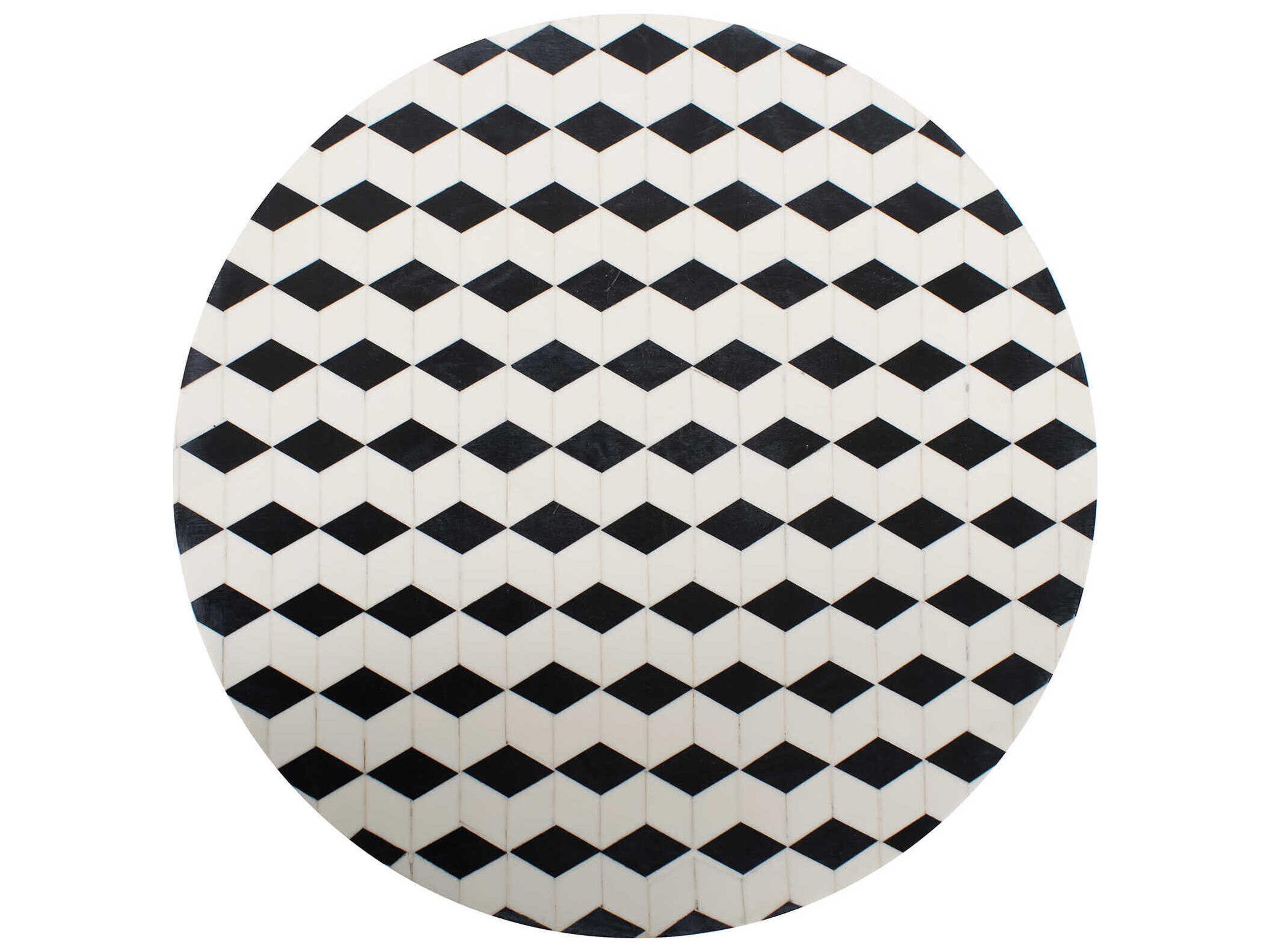 Howard Elliott Columbina Round Wood Black White End Table