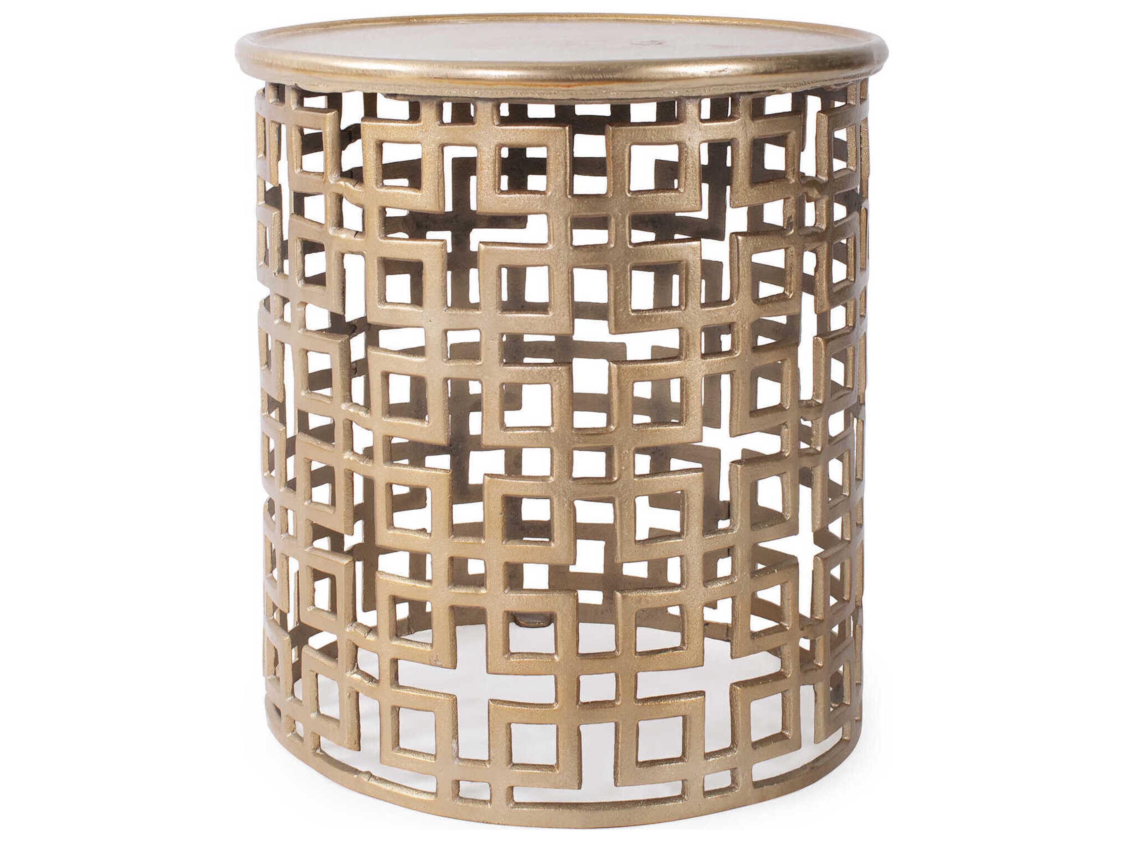 Howard Elliott Behren Round Metal Champagne End Table