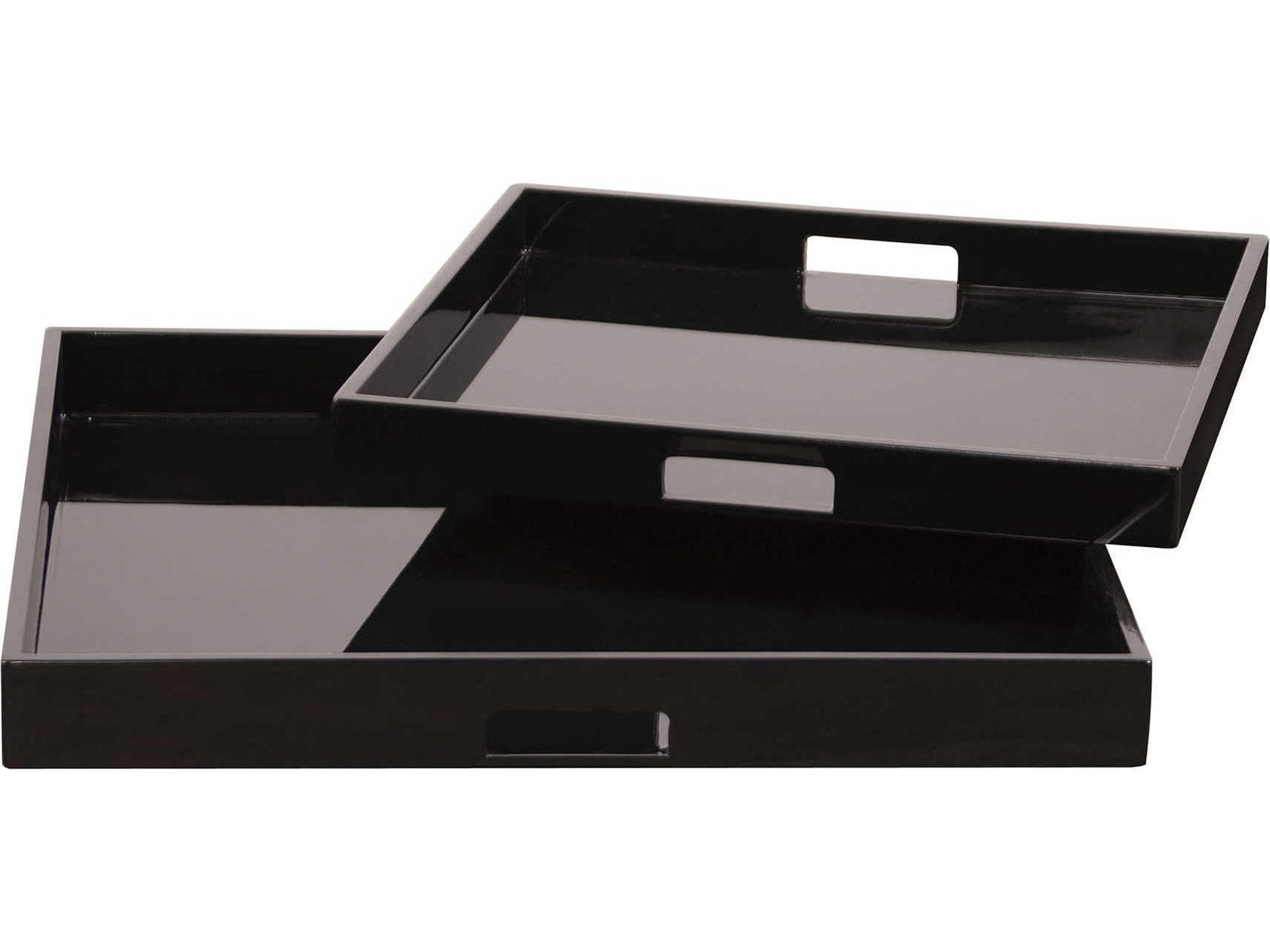 Howard Elliott Glossy Black Serving Tray Set of 2